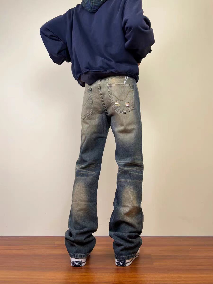 Japanese Brand × Jean Vintage yellow mud washed straight baggy jeans Size US 32 / EU 48 - 3 Thumbnail