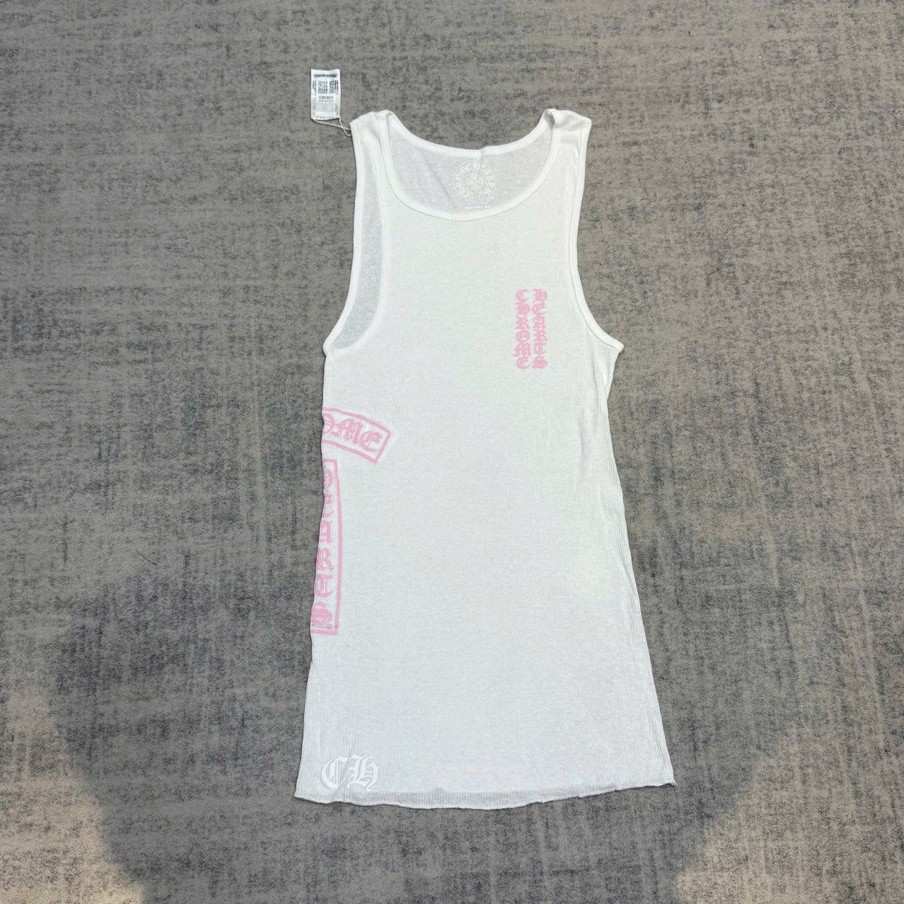 CHROME HEARTSクロムハーツ タンクトップwhite/pink CHROME HEARTS Tank Top WHITE/PINK