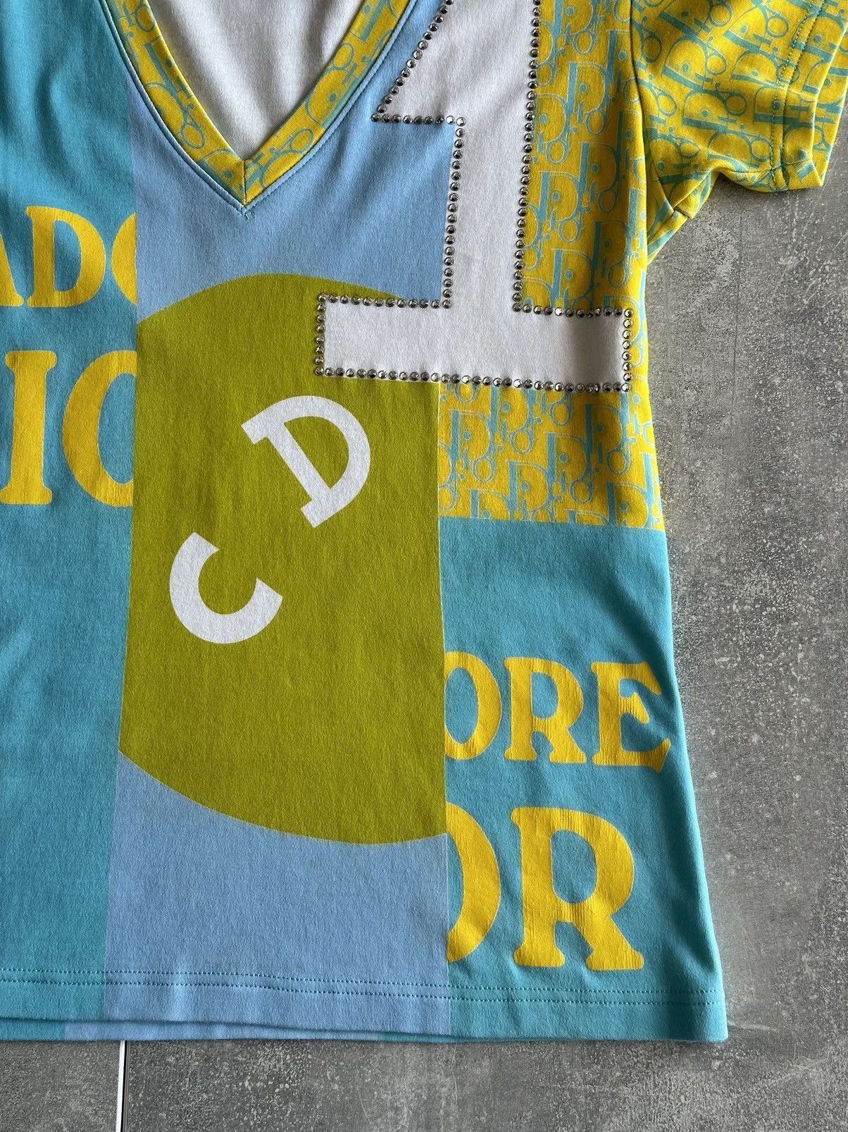 Dior Dior by John Galliano S/S 05 Multiple Logo T- Shirt Blue Y2K Size M / US 6-8 / IT 42-44 - 14 Thumbnail