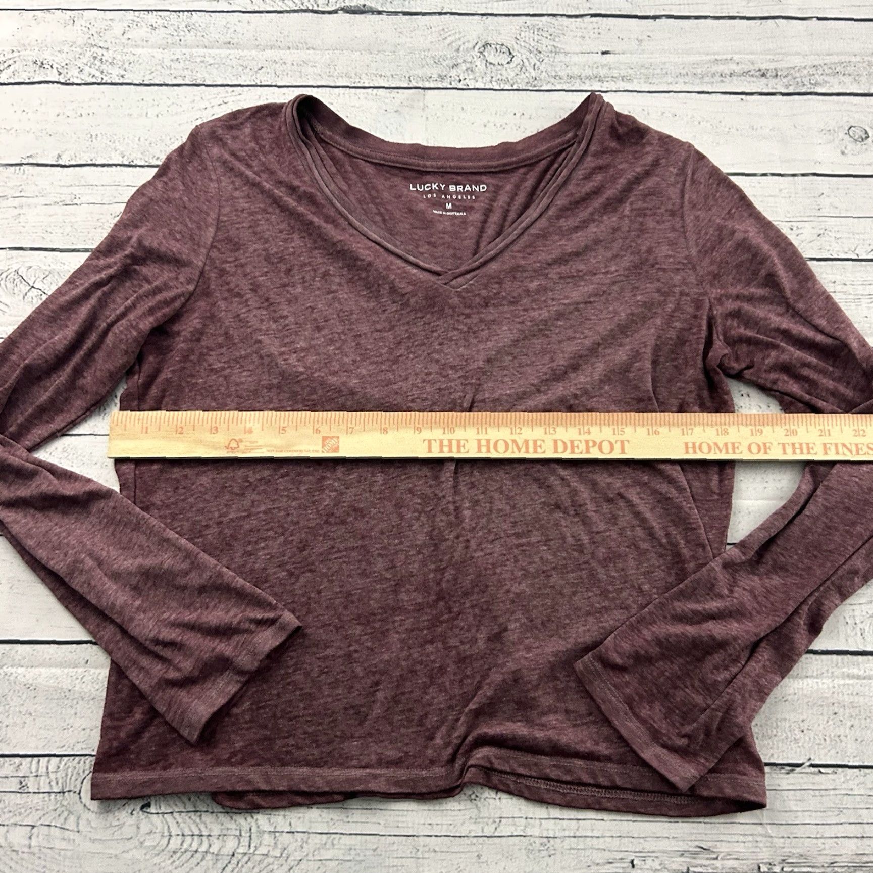 Lucky Brand Lucky Brand T-Shirt Women’s Long Sleeve V-Neck Burnout Maroon Medium Size M / US 6-8 / IT 42-44 - 4 Thumbnail