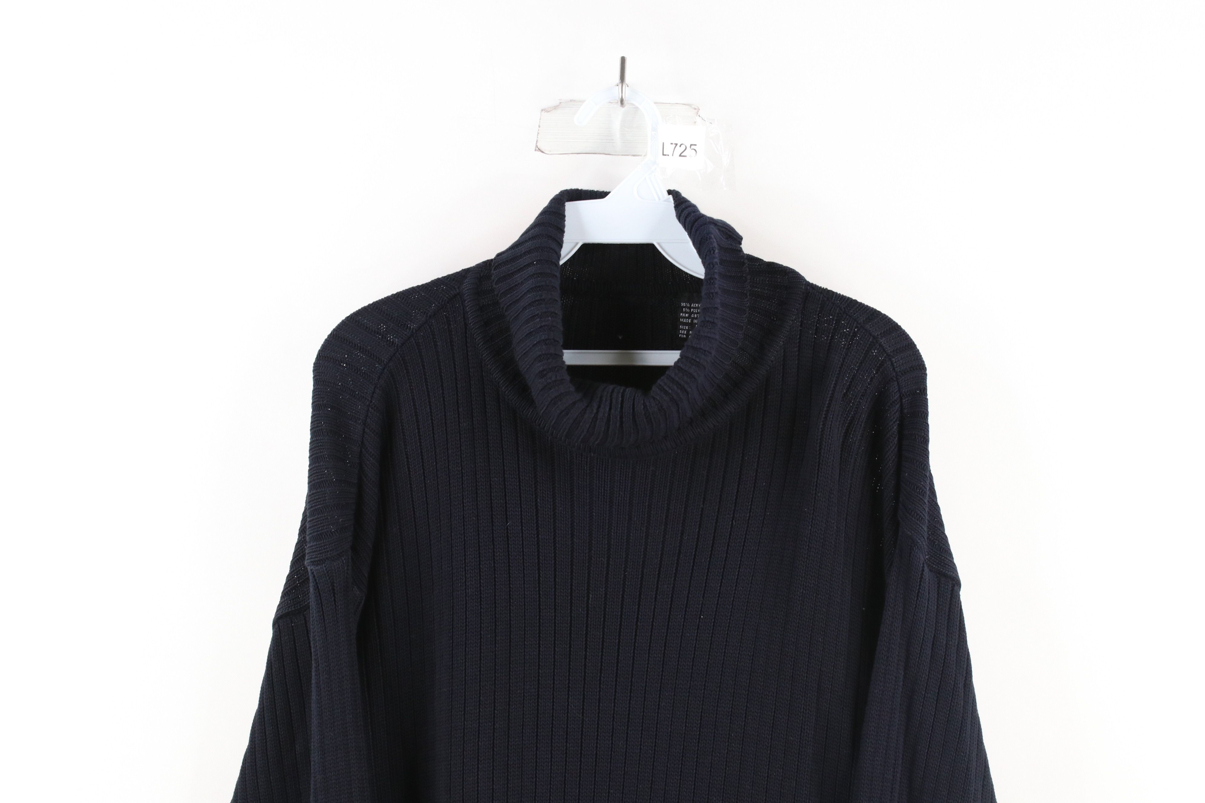 Vintage Vintage 90s Streetwear Ribbed Knit Turtleneck Sweater Black Size US L / EU 52-54 / 3 - 2 Thumbnail