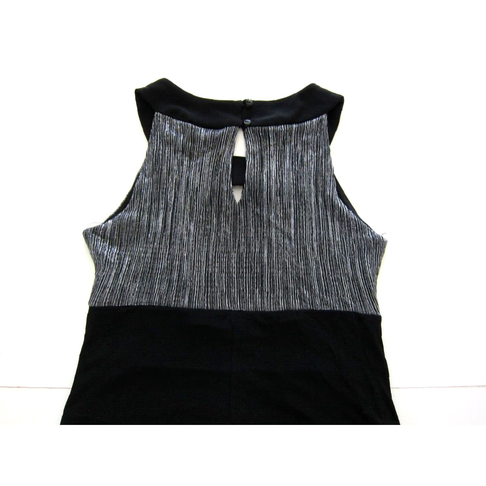 Vintage VINTAGE En Focus studio Black Silver Sleeveless High Neck Stretch Pencil Sheath Dress 8 Size M / US 6-8 / IT 42-44 - 5 Thumbnail