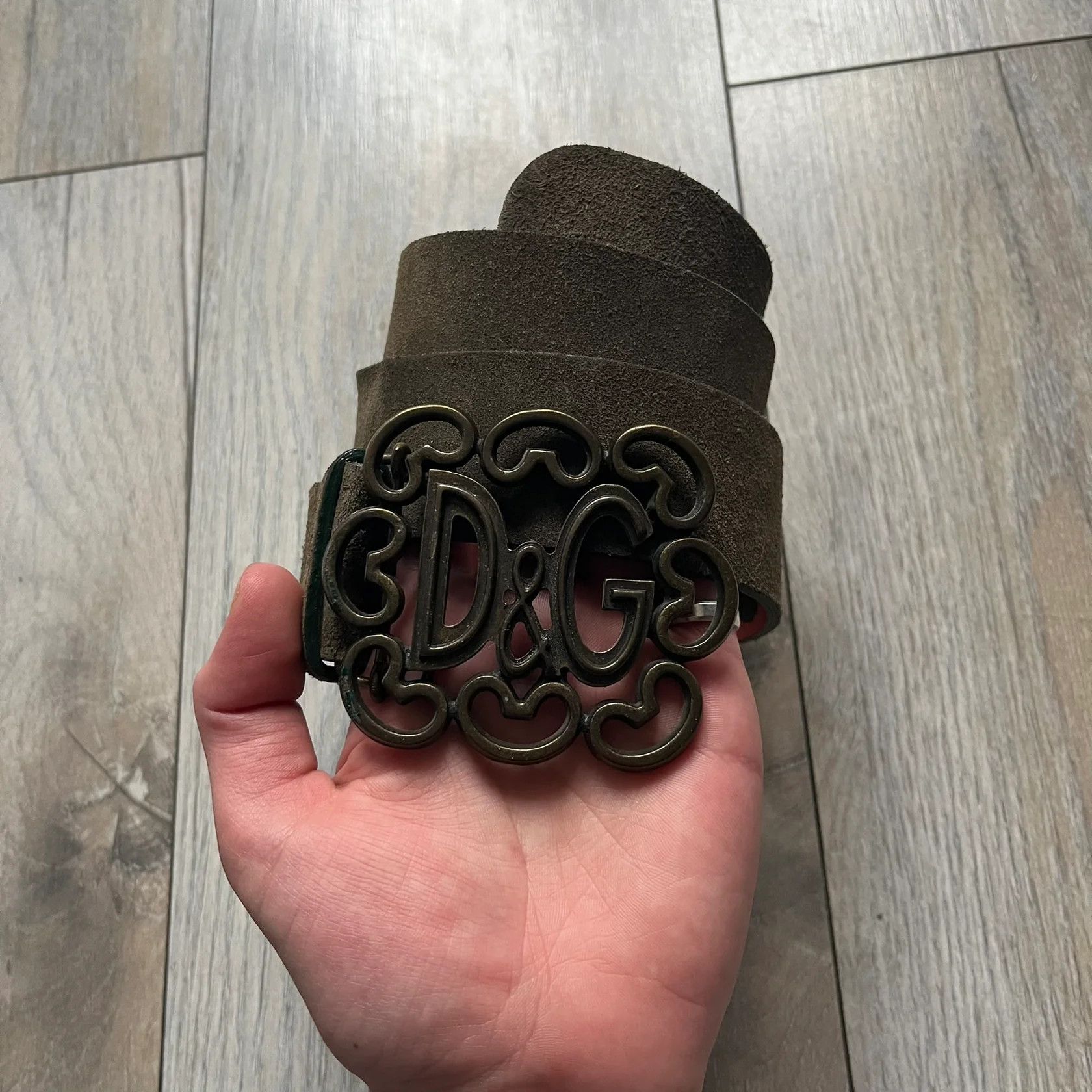 Dolce & Gabbana Green Suede Hearts Belt