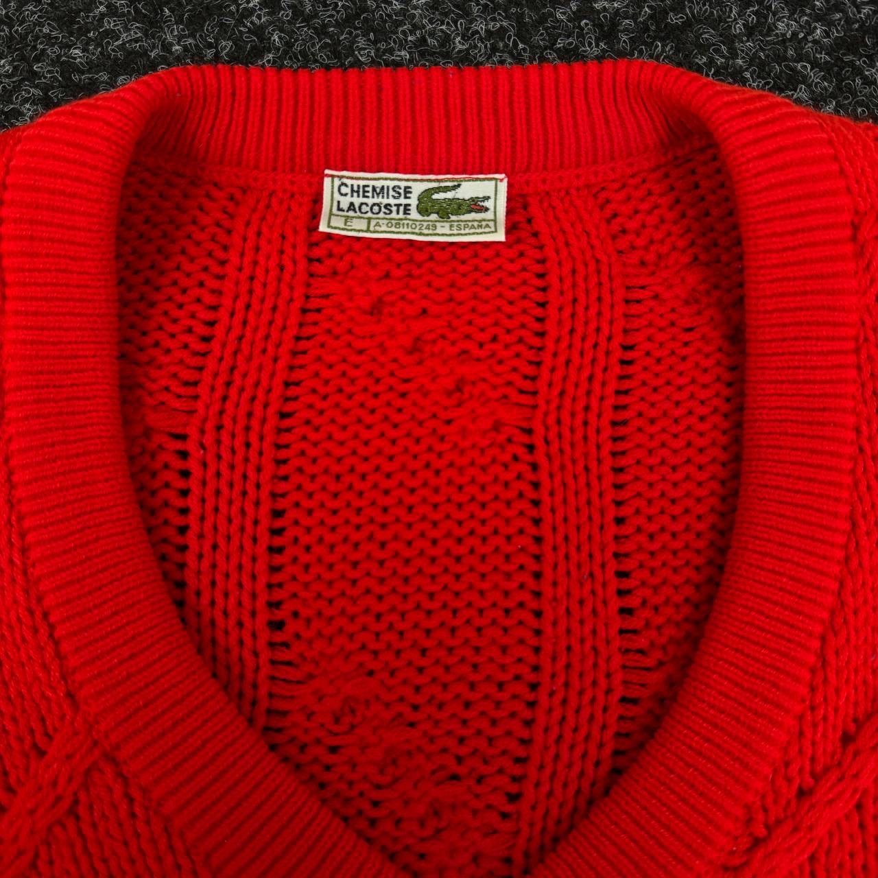 Lacoste Lacoste 70-80s vintage knitting pullover cable knit v neck Size US L / EU 52-54 / 3 - 3 Thumbnail
