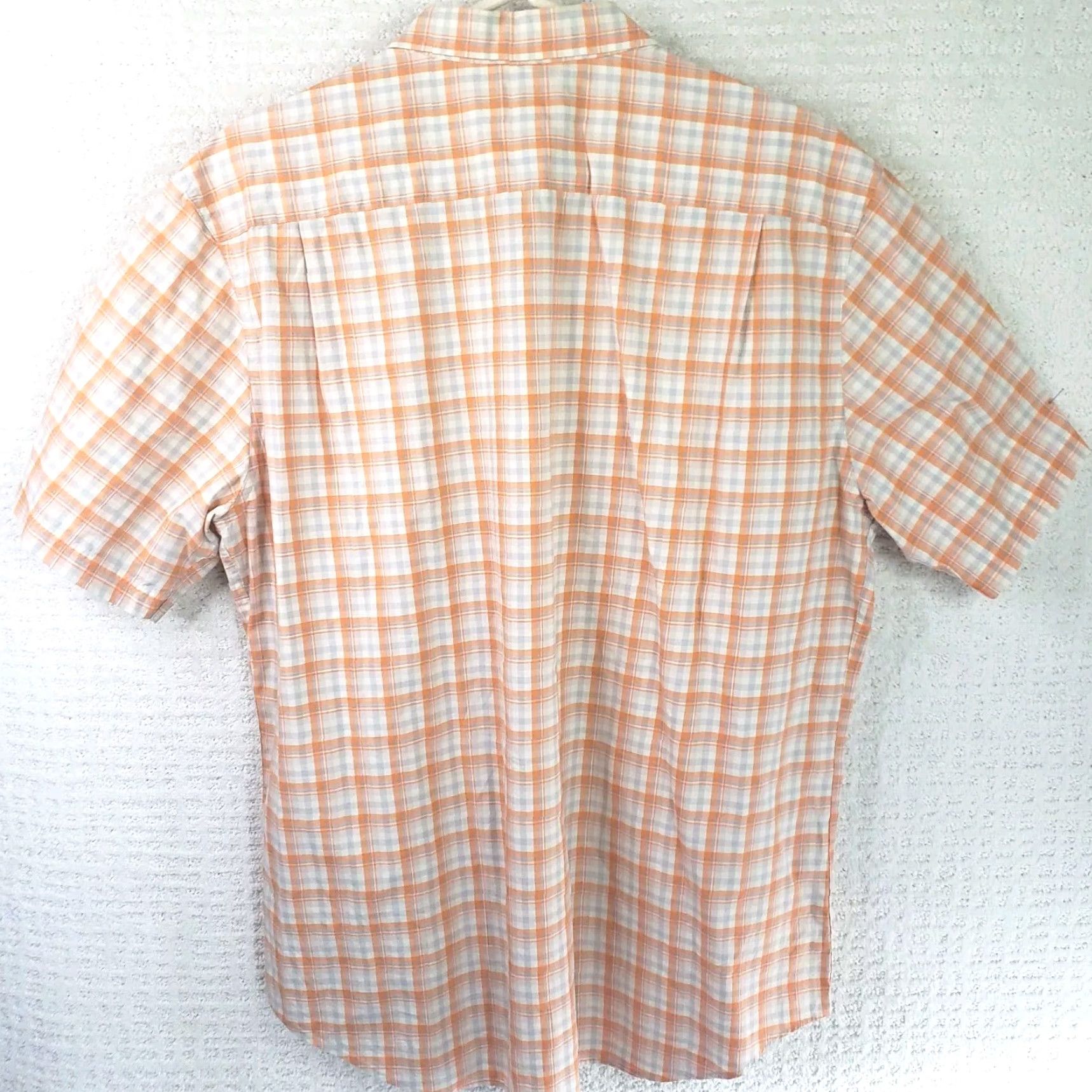 Vintage Coast Shirt Mens XL Orange White Plaid Button-Up Short Sleeve Coastal Boardwalk Crab Logo Pocketed Breathable Cotton Blend Regular Fit Size US XL / EU 56 / 4 - 6 Thumbnail
