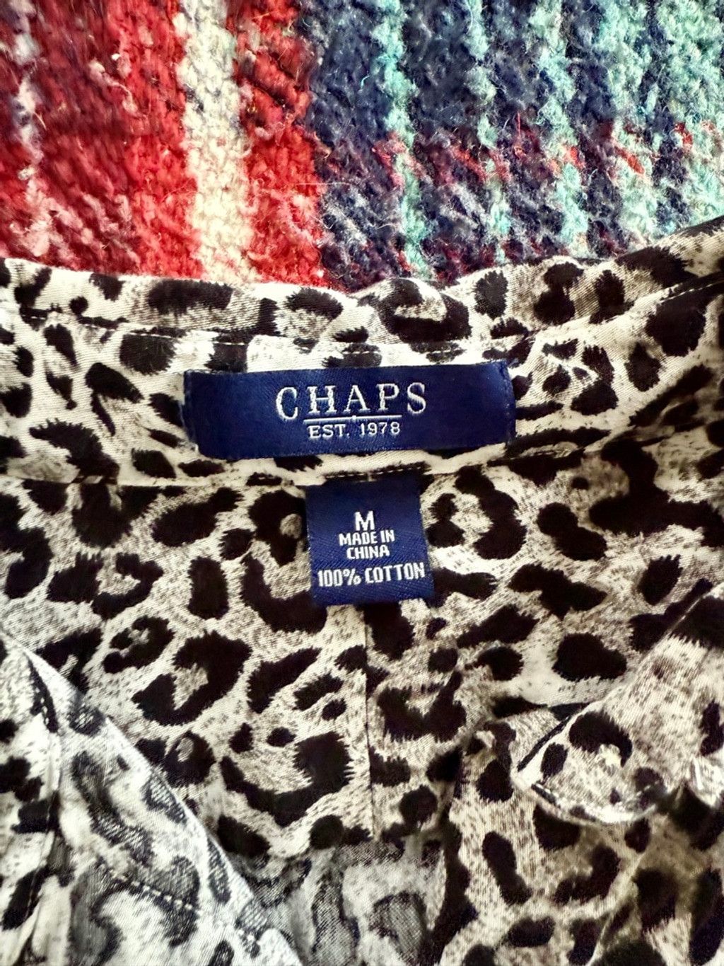 Chaps Women's Chaps Leopard Print Button Up Shirt M Black White Size M / US 6-8 / IT 42-44 - 4 Thumbnail