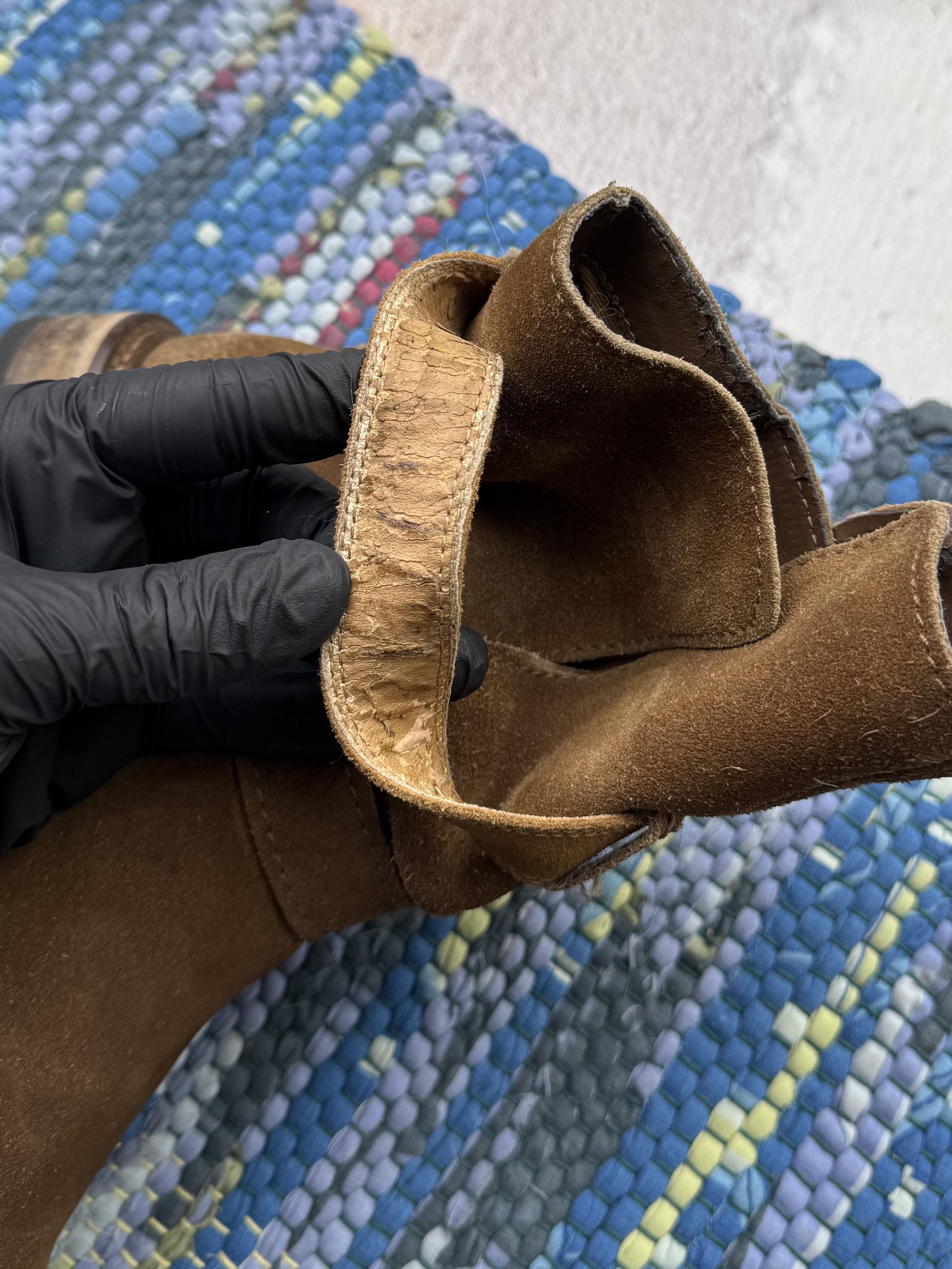Japanese Brand Vintage Suede Thrashed Boots With Straps A659D14(394) Size US 7 / IT 37 - 8 Thumbnail