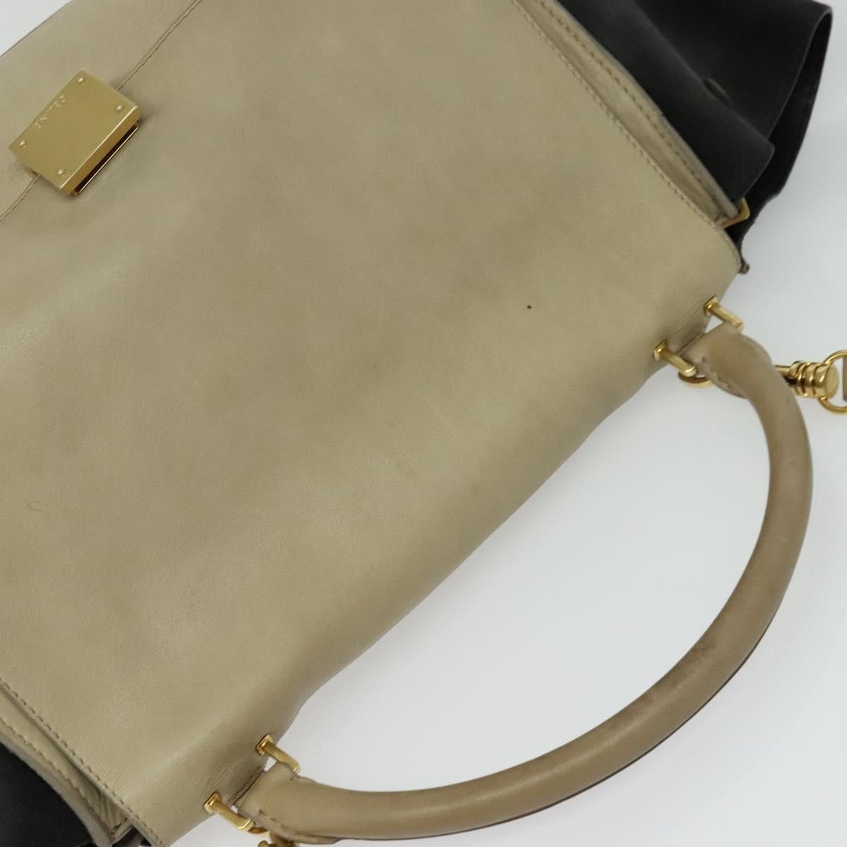 Celine CELINE Trapeze Hand Bag Leather Suede Beige Black Gold Size ONE SIZE - 6 Thumbnail
