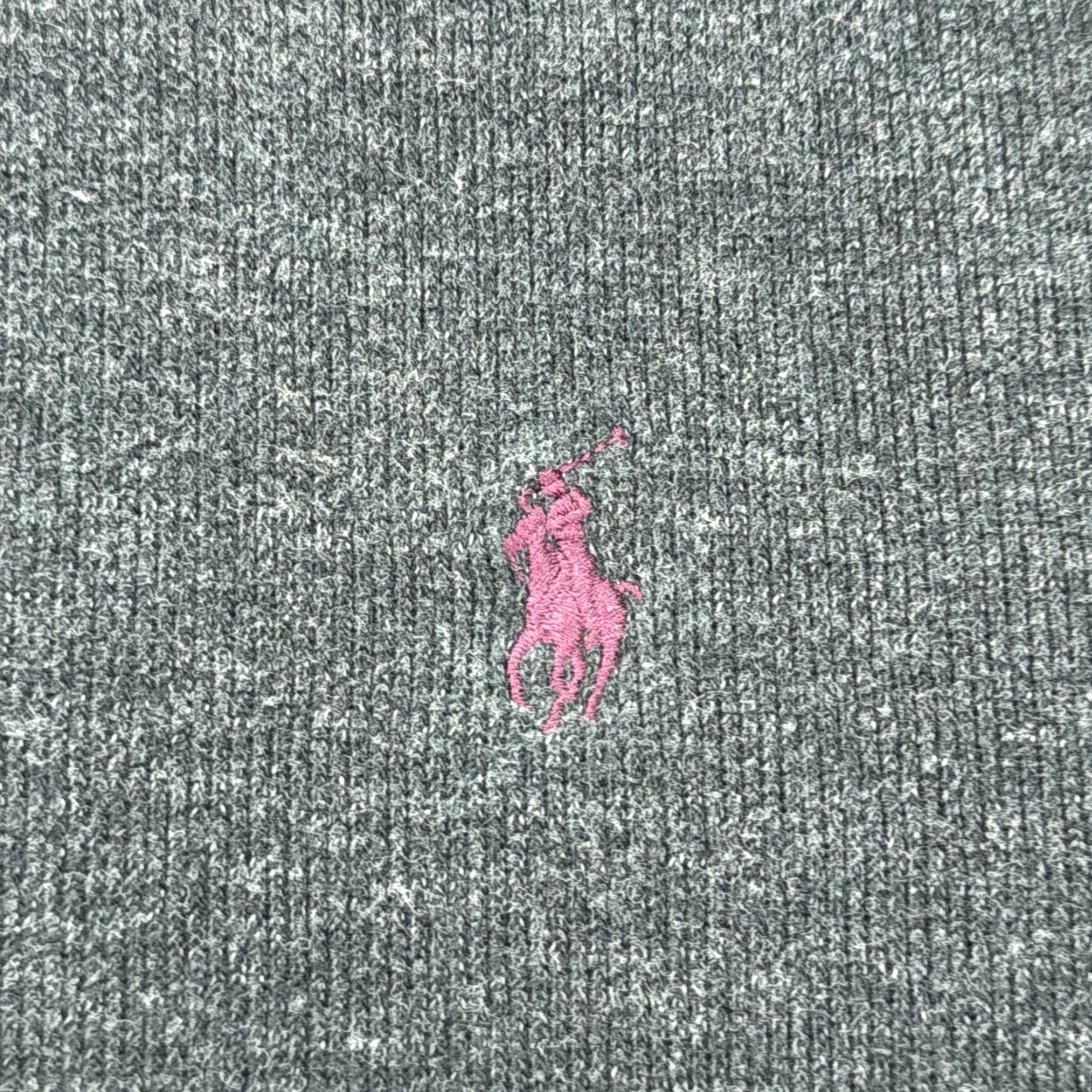 Polo Ralph Lauren Polo Ralph Lauren Sweater Mens XL Gray Cotton Mock Neck Quarter Zip Pink Pony Size US XL / EU 56 / 4 - 3 Thumbnail