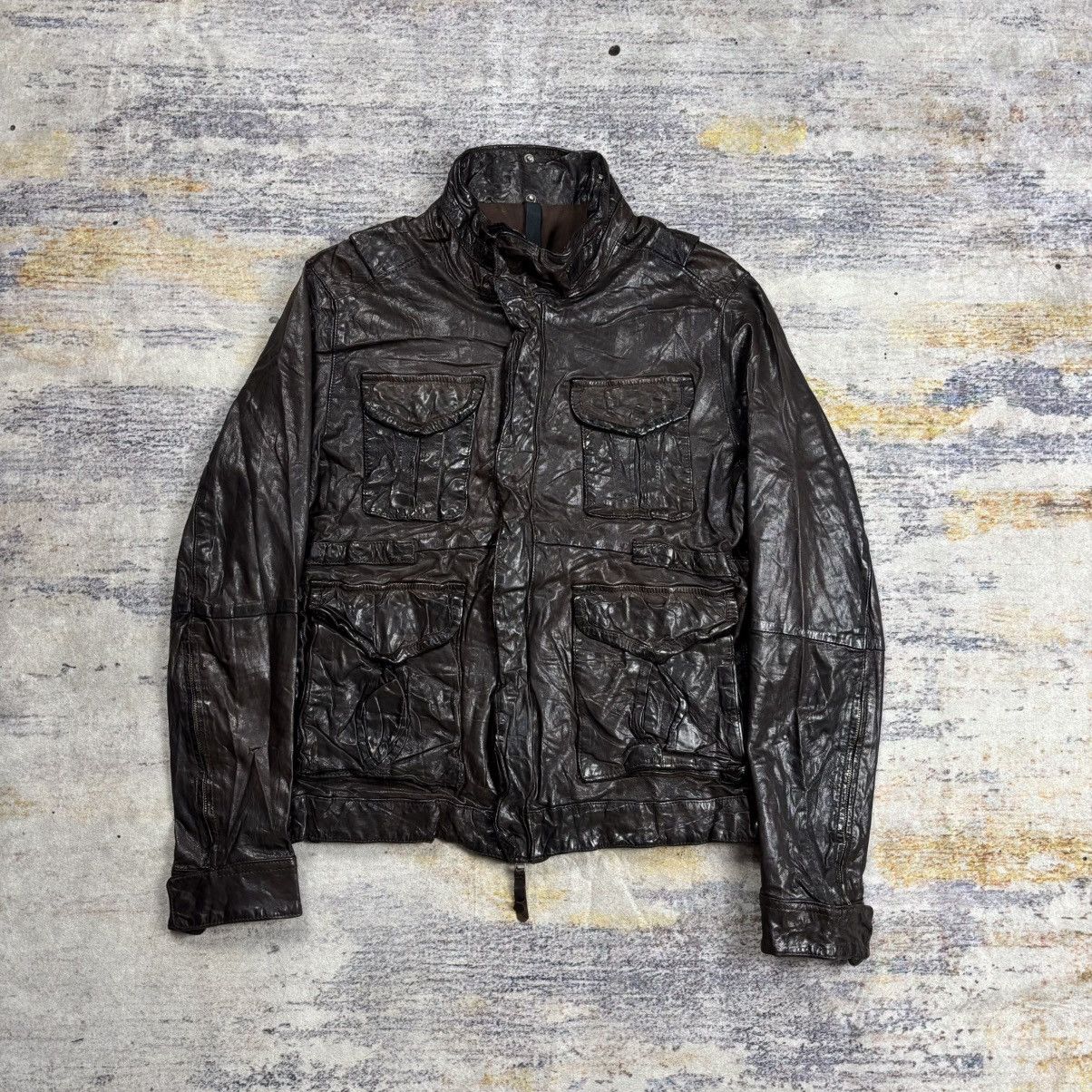 Isamu Katayama Backlash Designworks wrinkled leather jacket double zipper Size US M / EU 48-50 / 2 - 1 Thumbnail