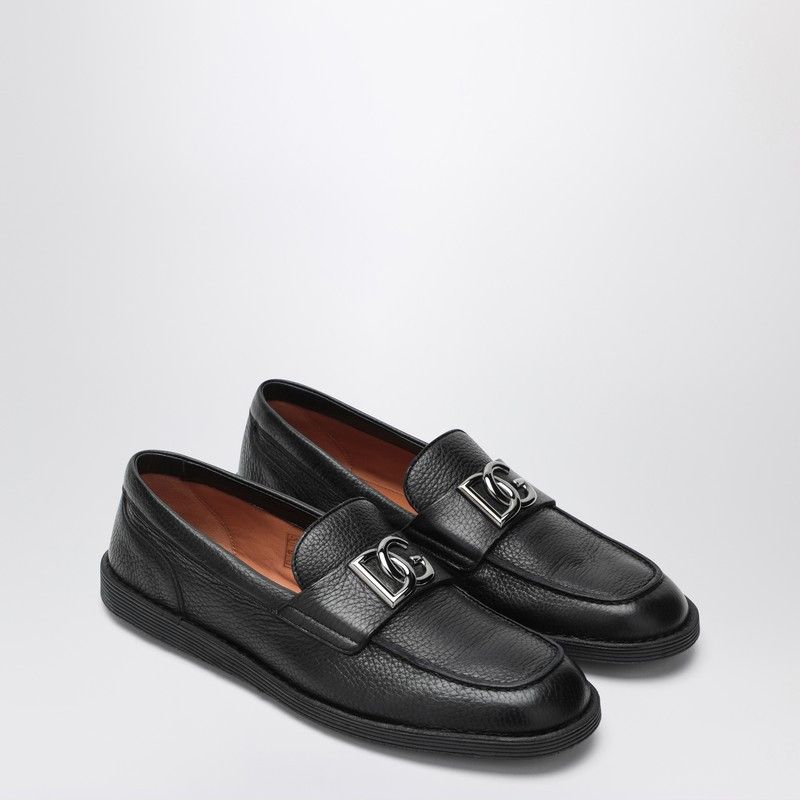 Dolce&Gabbana Black Leather Loafers With Dg Logo