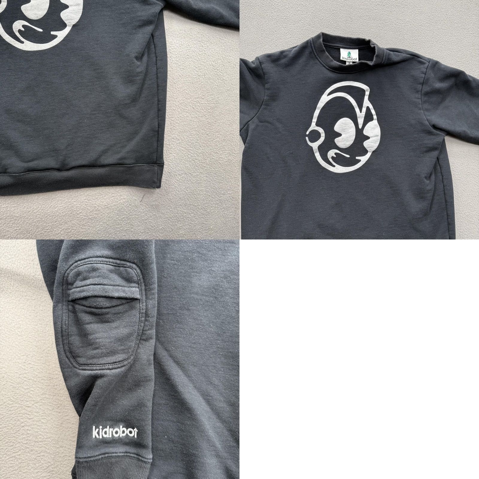 Vintage Kidrobot Sweatshirt Mens Small Black Fleece Crewneck Pullover Cartoon Pocket Graphic Print Logo Embroidered Size US S / EU 44-46 / 1 - 8 Thumbnail