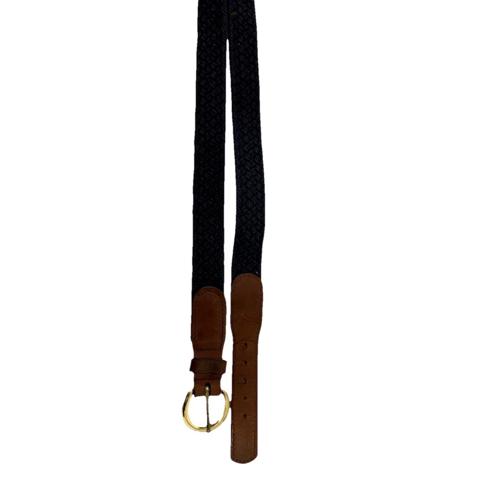 Johnston & Murphy Johnston & Murphy Men's Braided Belt Solid Brass Buckle Size 36 Leather Trim Brown Navy Size 36 - 4 Thumbnail