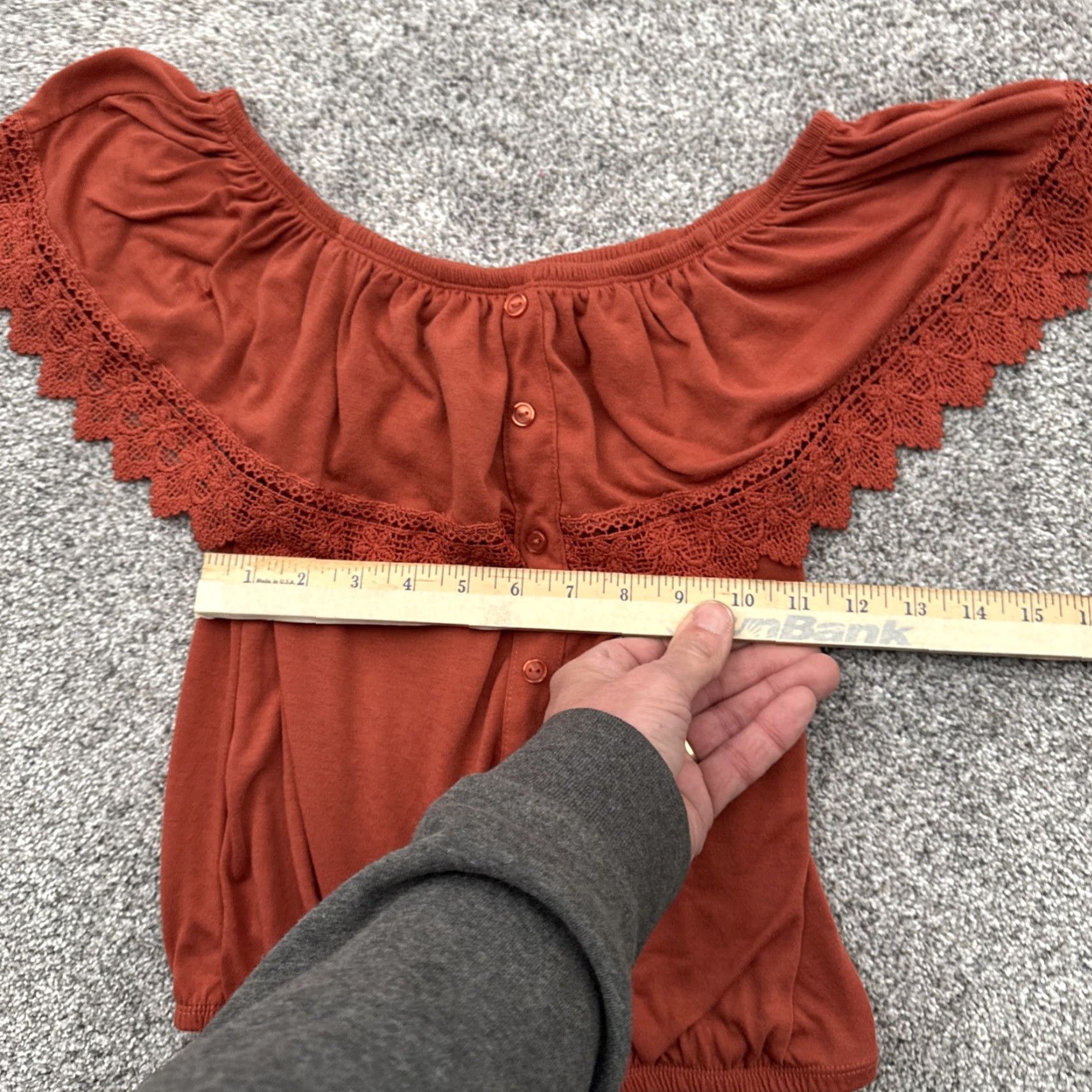 Vintage VINTAGE Boho Off Shoulder Womens XS Lace Trim Cropped Peasant Top Cottagecore Retro Size XS / US 0-2 / IT 36-38 - 3 Thumbnail