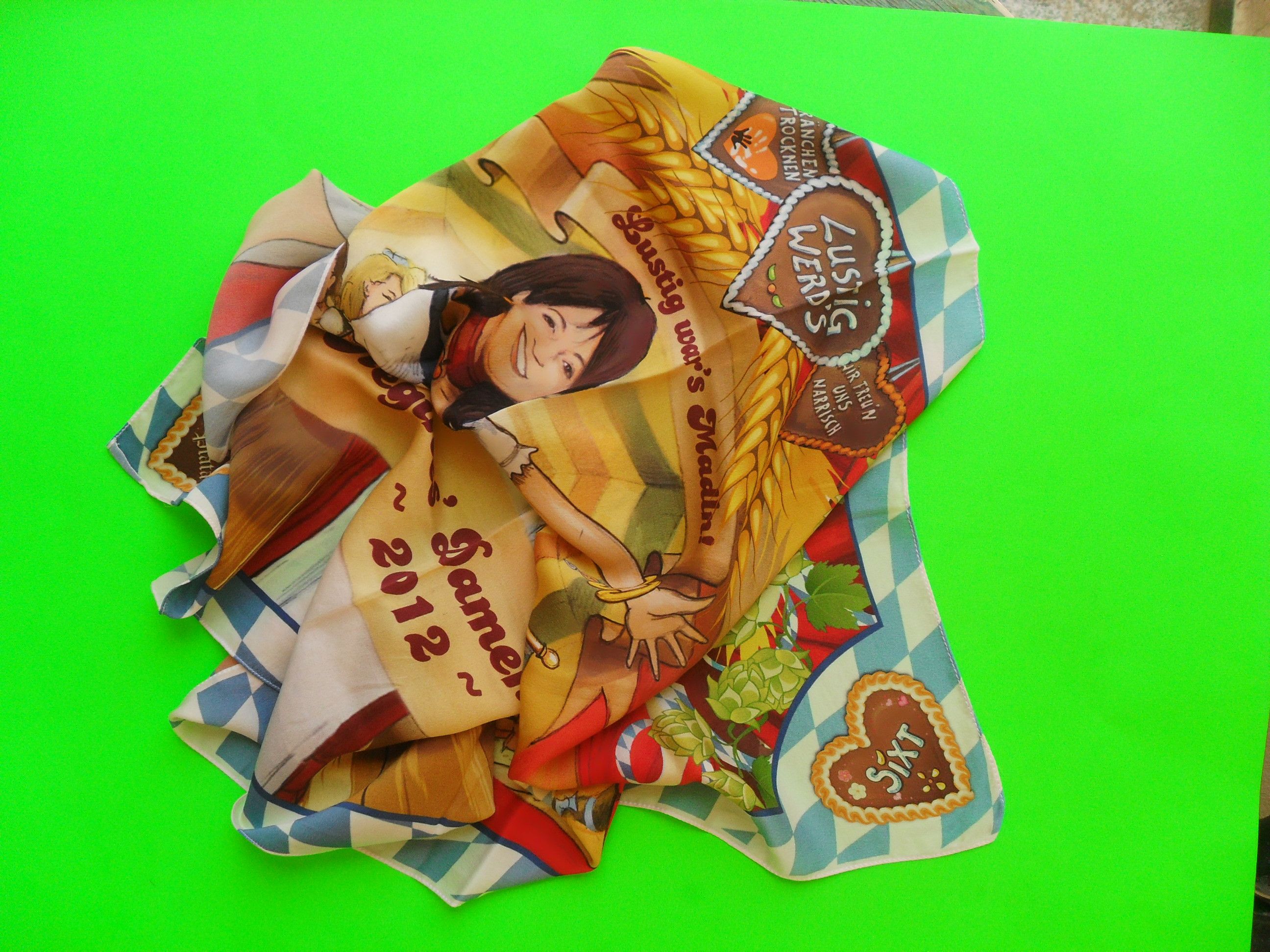 Other Vintage 100% Silk Scarf with an 'Oktoberfest' theme. Size ONE SIZE - 5 Thumbnail
