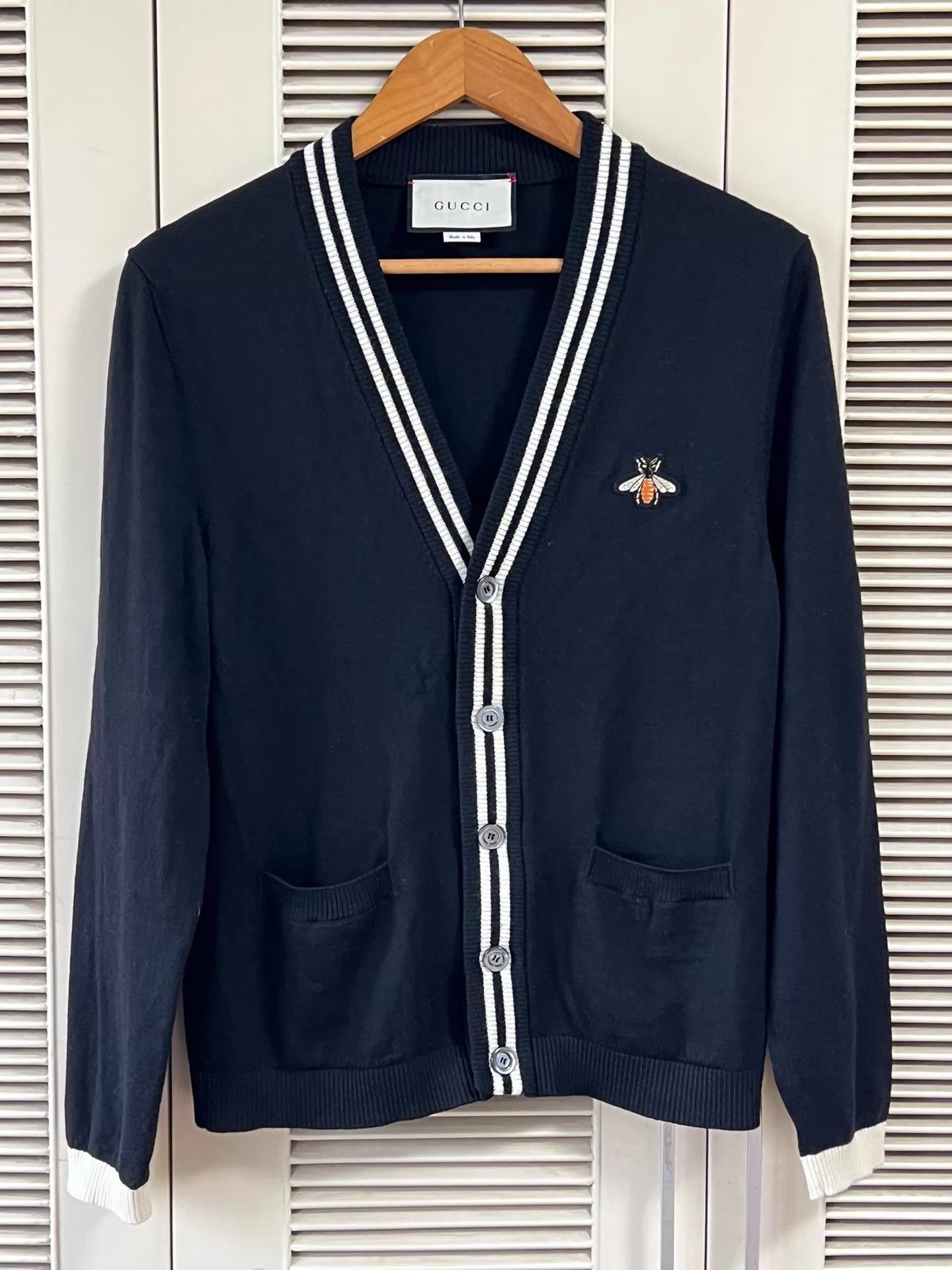 Gucci Gucci Bee Embroidered Knit Cardigan S Navy Size US S / EU 44-46 / 1 - 1 Thumbnail