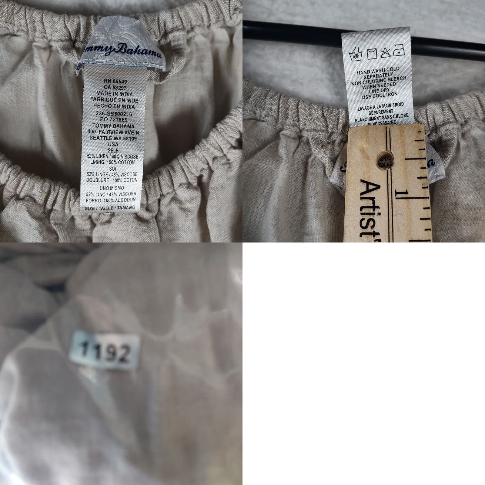 Tommy Bahama Tommy Bahama Women’s S Linen Blend Puff Sleeve Tiered Midi Dress Beige Size S / US 4 / IT 40 - 8 Thumbnail