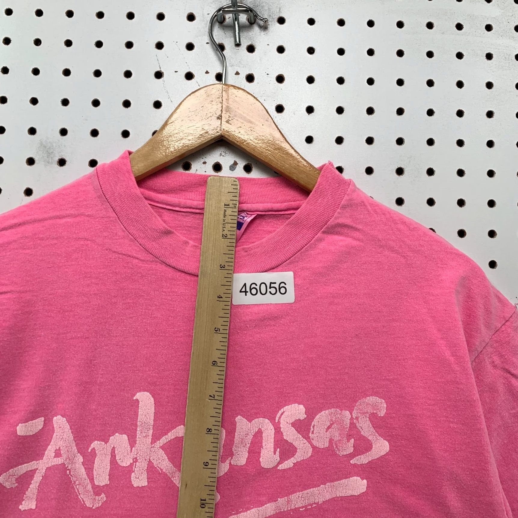 Hanes VINTAGE Arkansas Hanes Beefy-T Shirt Mens L Pink USA 80s 1990s Short Sleeve Crew Neck Cotton Graphic Print Size US L / EU 52-54 / 3 - 7 Thumbnail