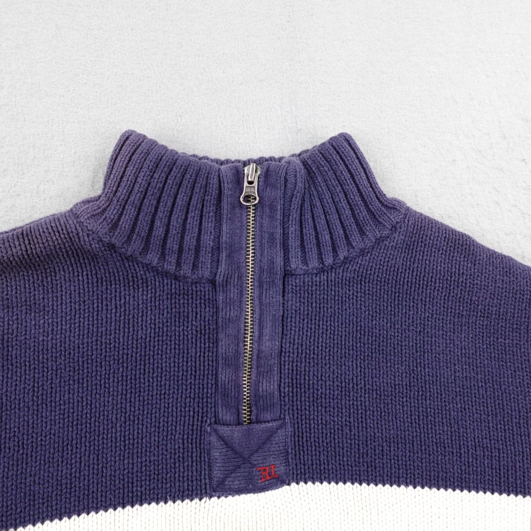 Ralph Lauren Ralph Lauren Sweater Mens 2XL Blue Striped Polo 1/4 Zip Mock Neck Pullover Size US XXL / EU 58 / 5 - 2 Thumbnail