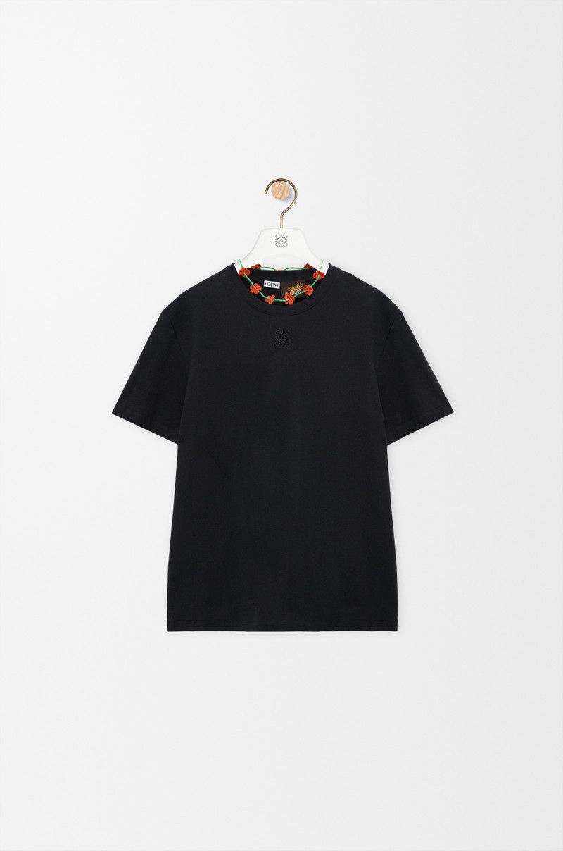 Loewe o1in1g0426 Crochet T-Shirt in Cotton in Black Size S / US 4 / IT 40 - 1 Thumbnail