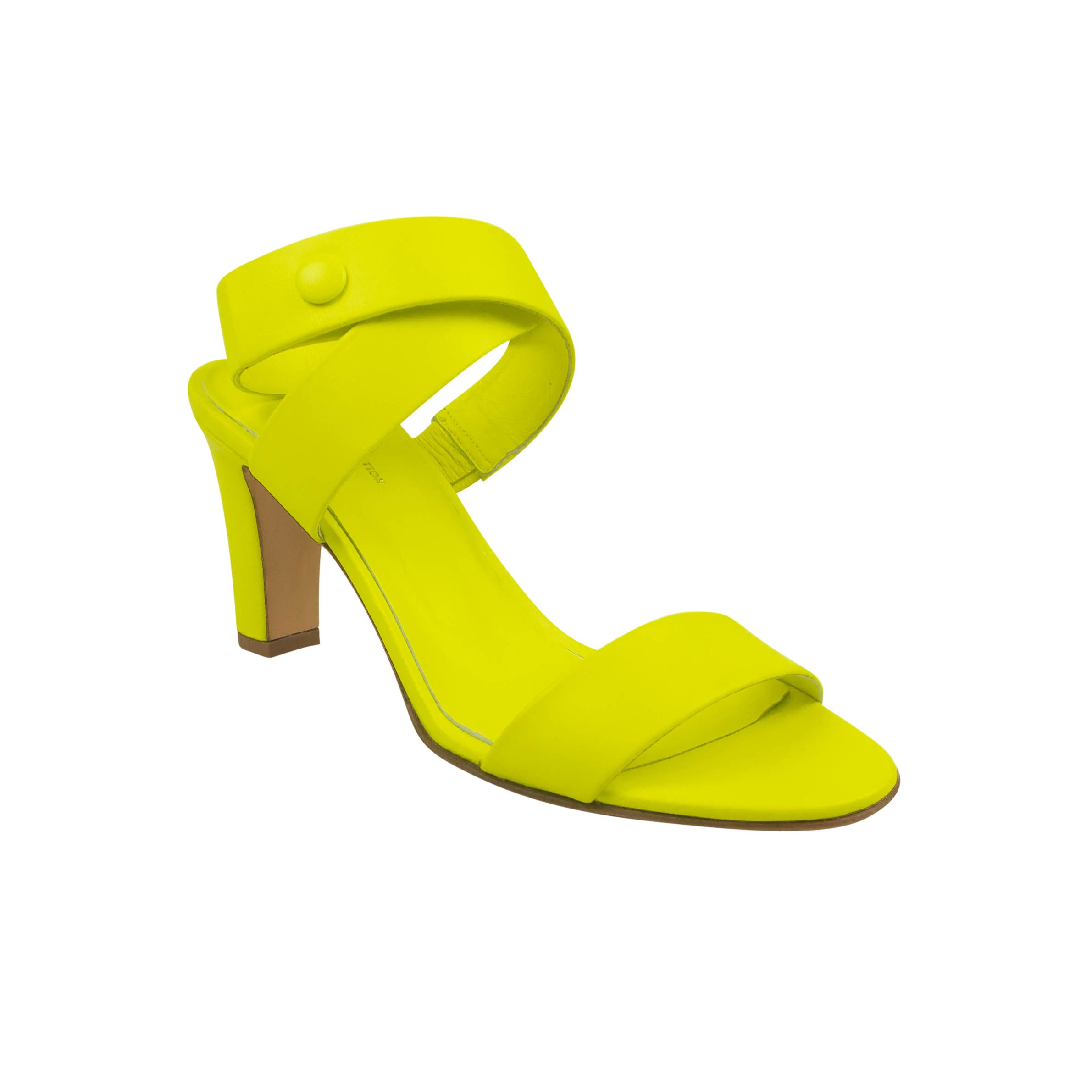 image of A Plan Application Neon Yellow Twist Strap Heel Shoes Size 6/36, Women's