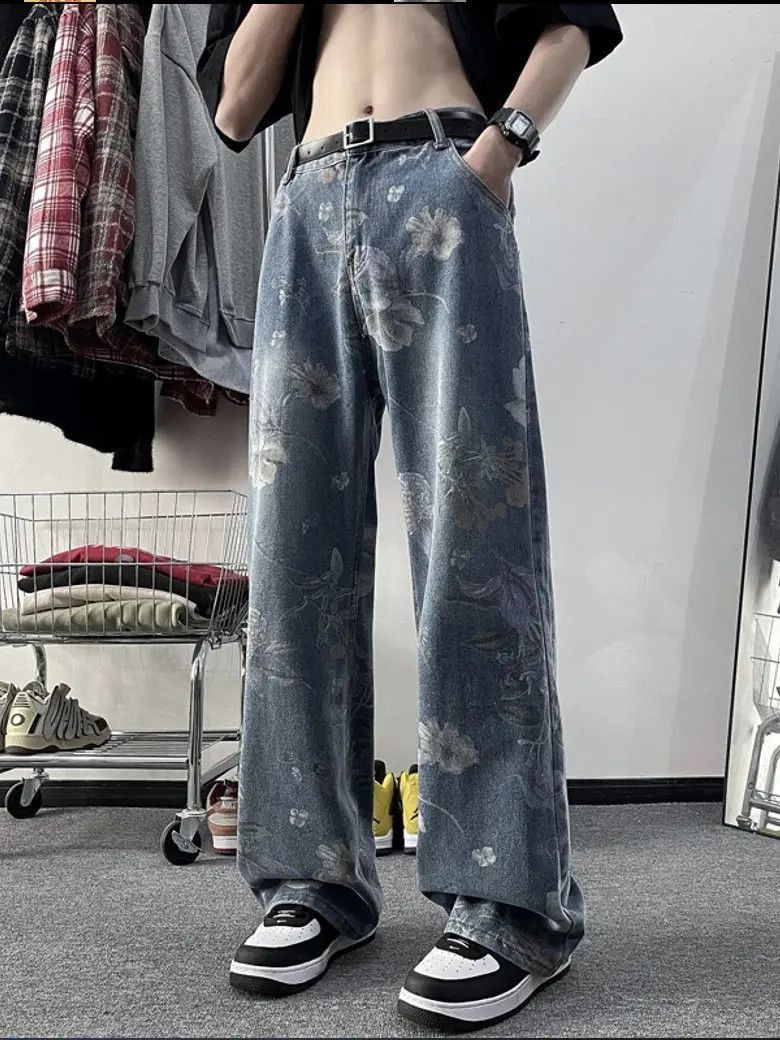 Japanese Brand Hip hop straight leg wide leg printed jeans Size US 32 / EU 48 - 4 Thumbnail