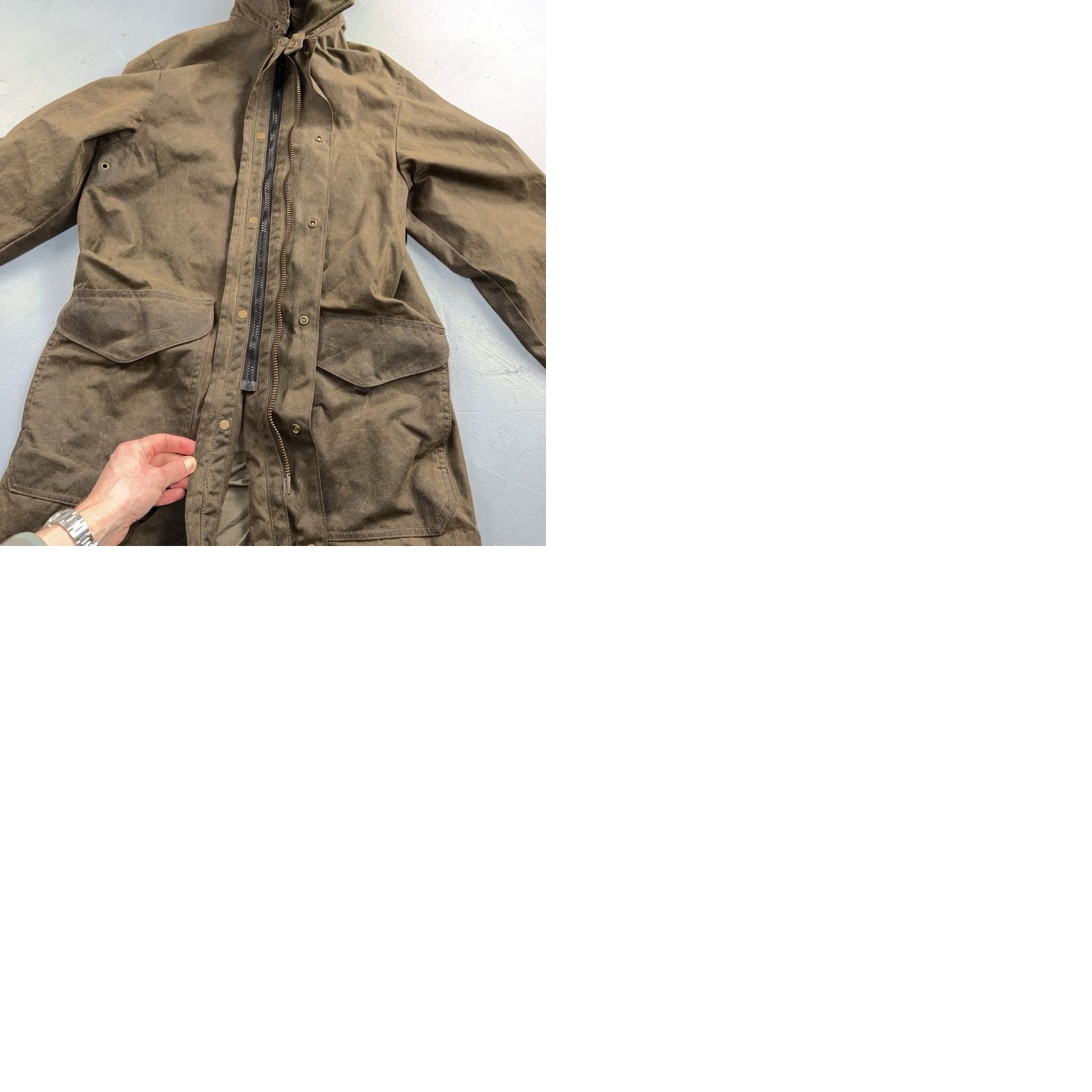 Filson VINTAGE Filson Trench Coat Jacket Waxed Olive Oil Cloth XS Men Army Waxed Mint Condition Size US XS / EU 42 / 0 - 11 Thumbnail