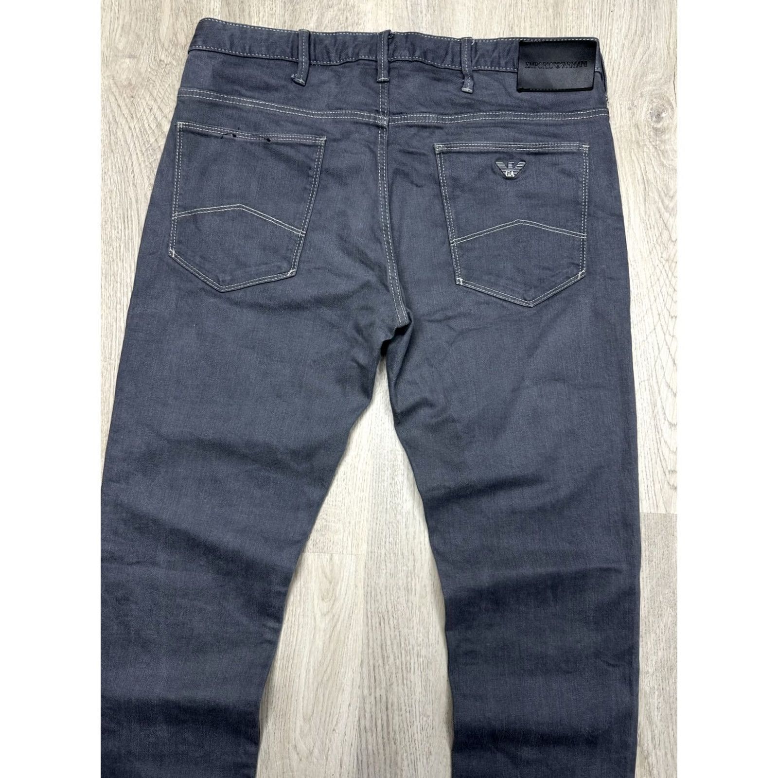 Vintage Armani Jeans Mens Denim Pants Jeans Size 32 Gray Cotton Denim Logo Pockets Inseam 34" Tailored Tapered Regular Waist 32 - Mens Jeans Size US 32 / EU 48 - 2 Thumbnail