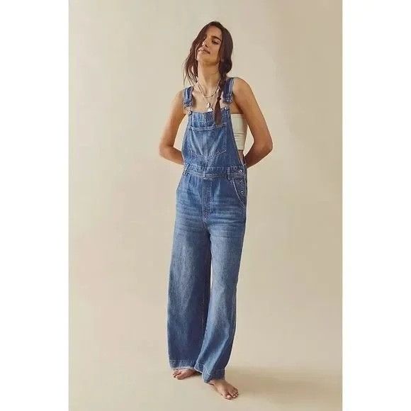Free People Free People Slouchy Denim Overalls Canyon Blue Size 28" / US 6 / IT 42 - 2 Thumbnail
