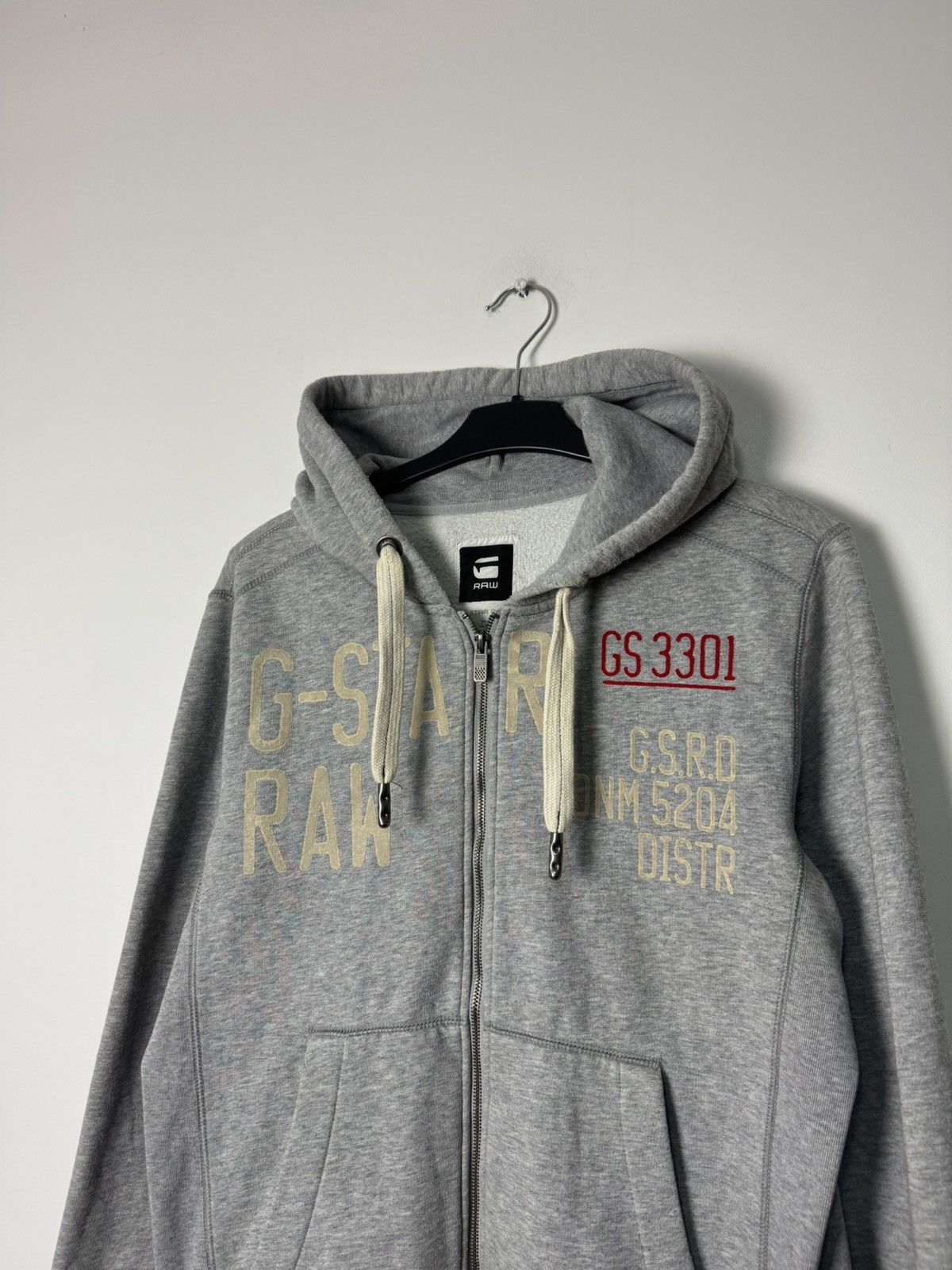 G-Star RAW Archive Zip Hoodie Grey Logo Print Y2K Streetwear
