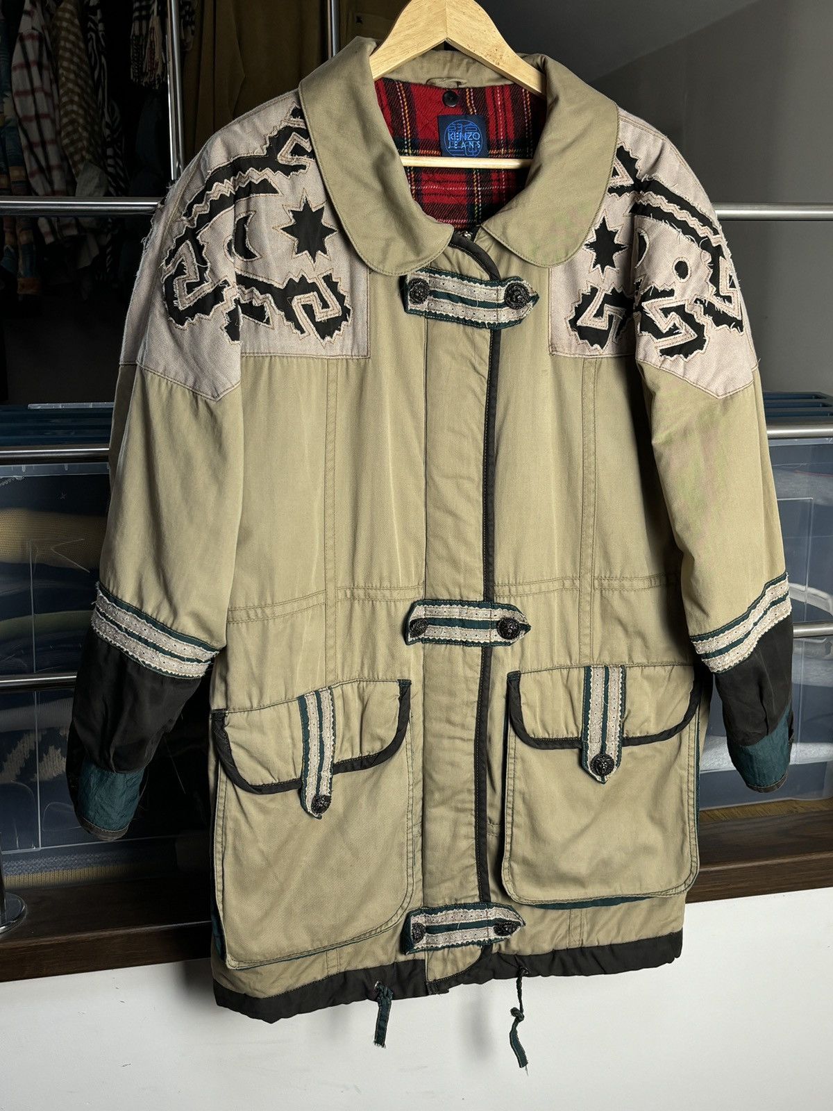 Kenzo × Vintage Vintage Kenzo Jeans 80s Coat Jacket Aztec Indian Vibe Size L / US 10 / IT 46 - 2 Thumbnail