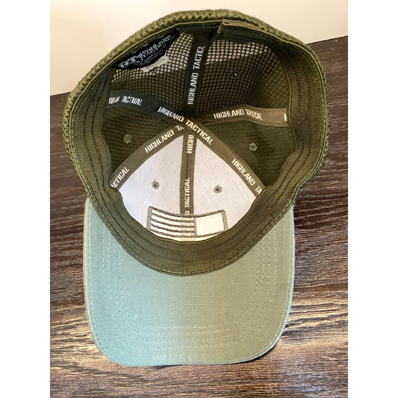 Vintage Highland Tactical Hat Adult One Size Green Hook Loop American Flag Logo Baseball Cap Men Size ONE SIZE - 6 Thumbnail