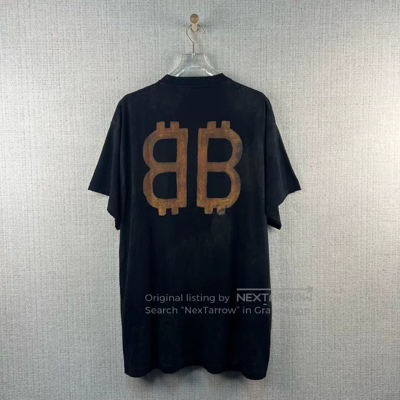 Balenciaga Balenciaga Bitcoin Printed Tie-Dye Distressed Short-Sleeve Size US L / EU 52-54 / 3 - 3 Thumbnail