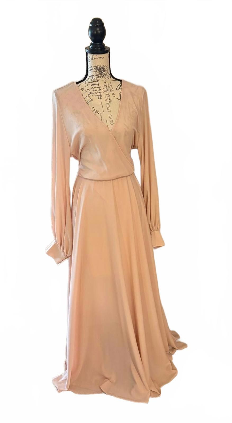 Other Peach Long Sleeve Maxi Dress with Pearl Buttons Size XL / US 12-14 / IT 48-50 - 1 Thumbnail