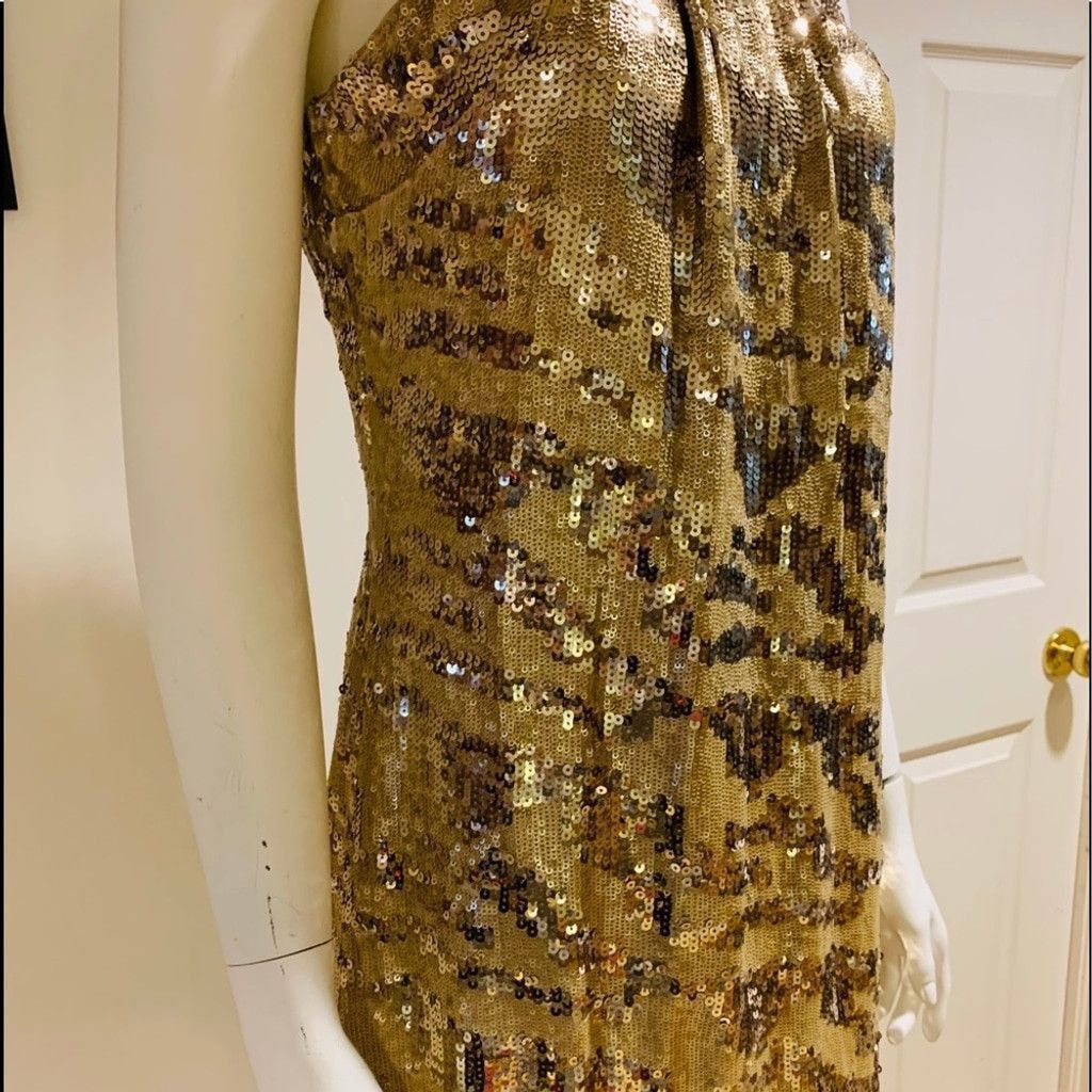 Rachel Zoe Rachel Zoe Gold Sequinned Halter Dress Size M Size M / US 6-8 / IT 42-44 - 4 Thumbnail