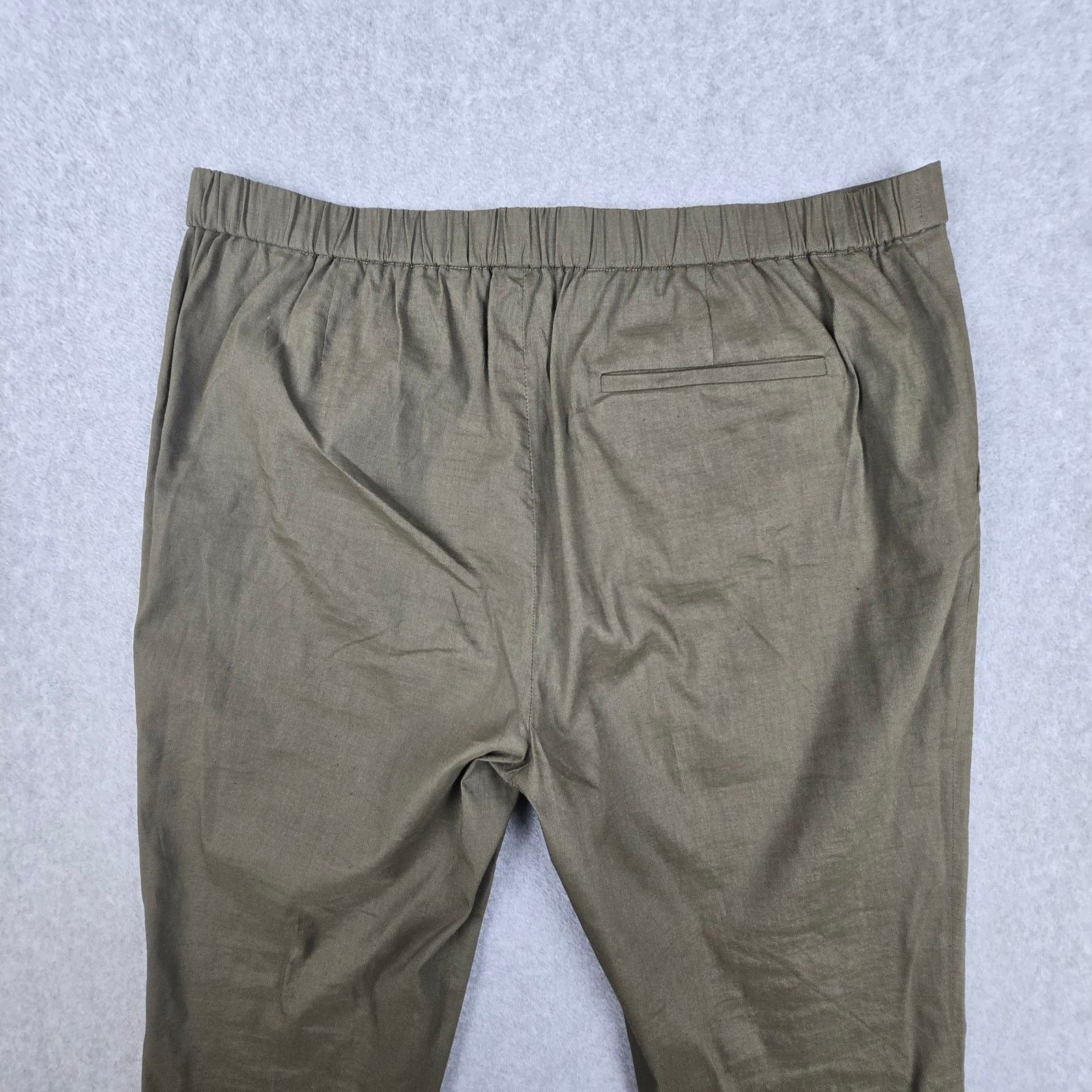 Theory Theory 12 Olive Green Linen Blend Pull On Pants Pockets Size 34" / US 12 / IT 48 - 5 Thumbnail