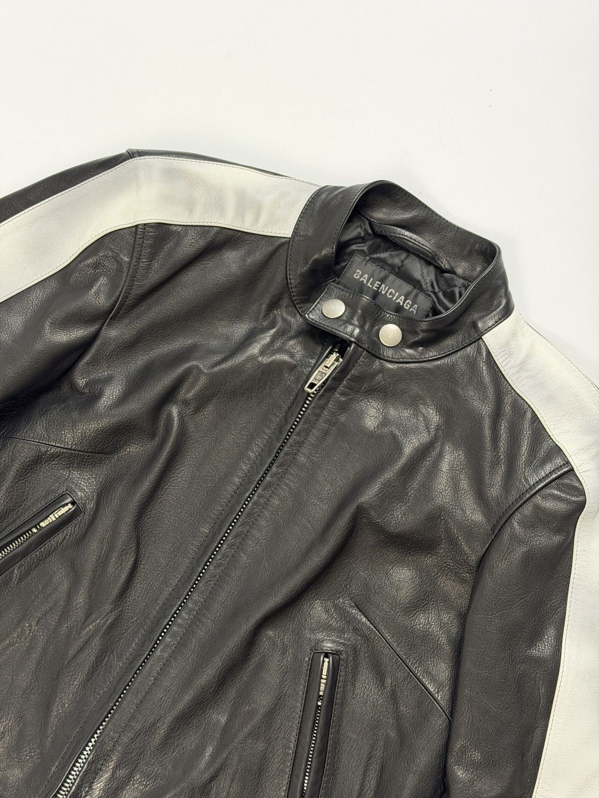 Balenciaga Balenciaga Shrunk Racer Jacket Black Leather Size M / US 6-8 / IT 42-44 - 3 Thumbnail