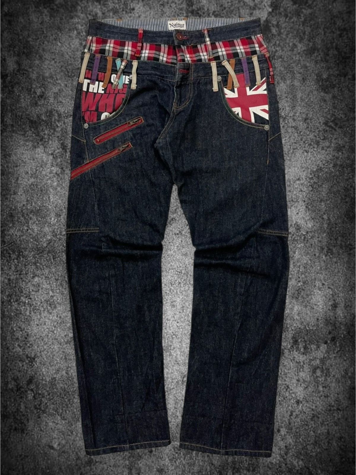 Y2K Japanese Nylaus Double Waist Bondage Punk Style Jeans