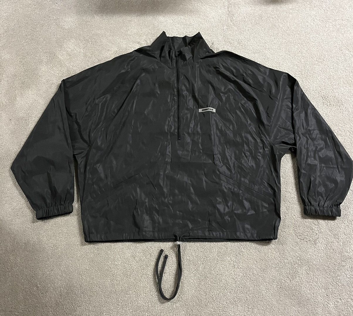 image of Reflective Black Fear Of God Essentials Quarter Zip Large, Men's