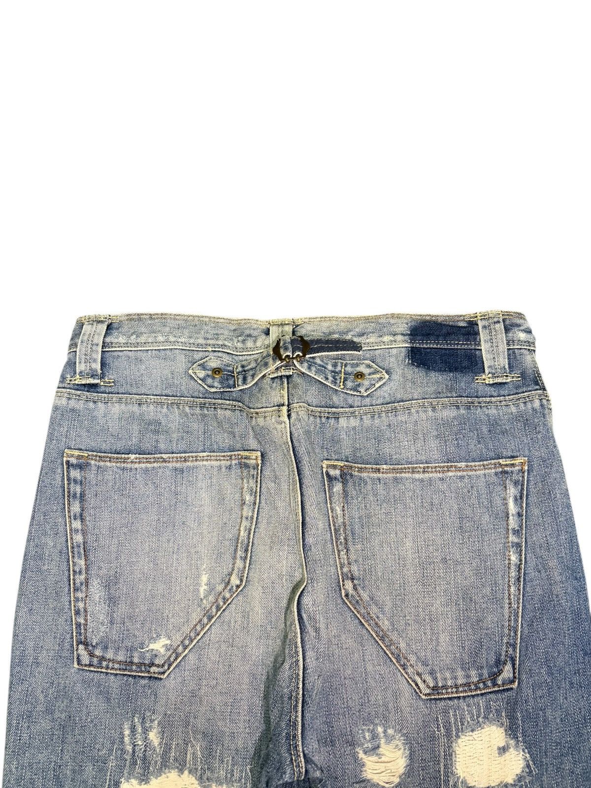 Kapital Vintage Japanese Brand Buckle Back Sashiko Distress Jeans Size 31" - 4 Thumbnail