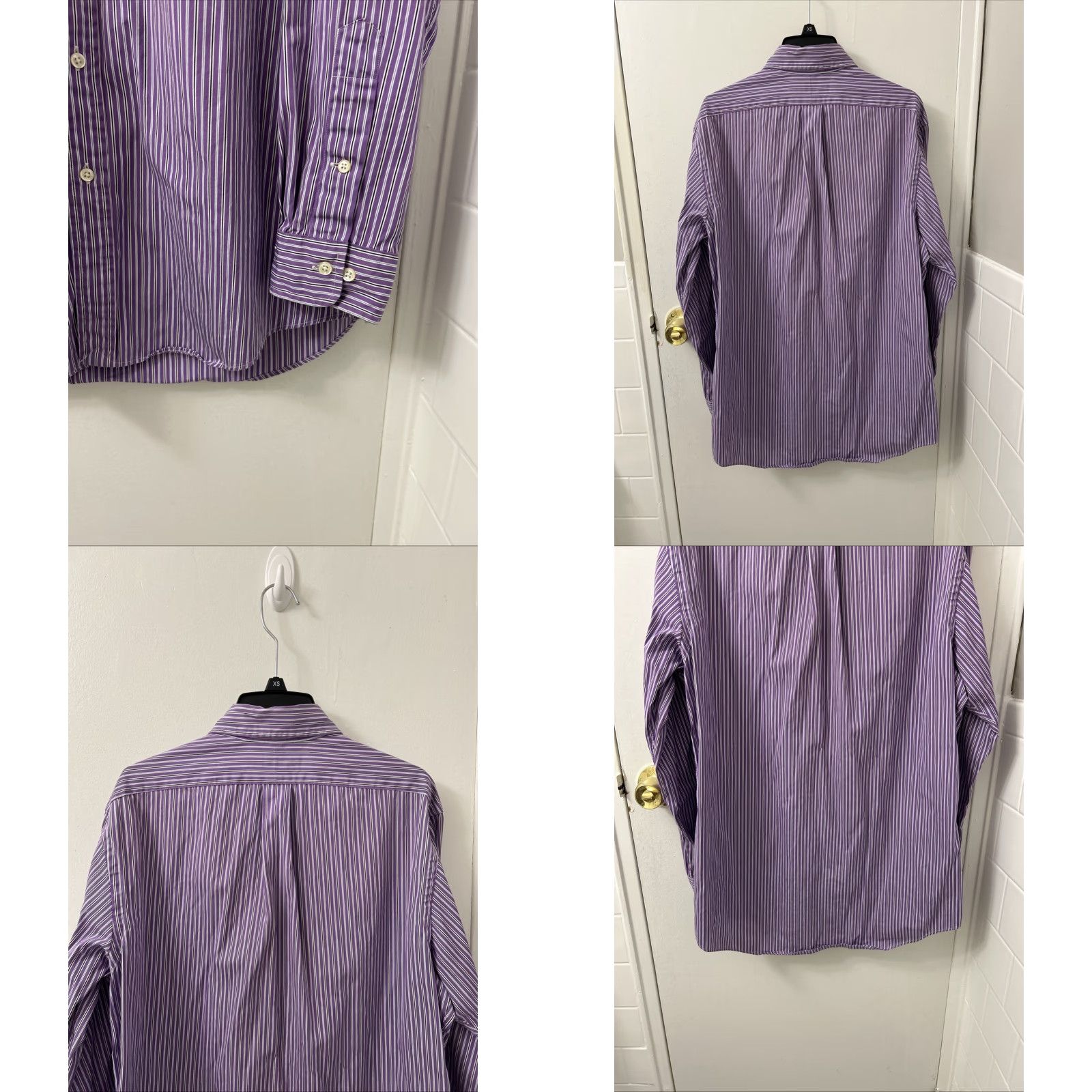 Polo Ralph Lauren VINTAGE Polo Ralph Lauren Shirt Mens 16 32/33 Purple Striped Custom Fit Button-Up L/S Mens Size US L / EU 52-54 / 3 - 8 Thumbnail