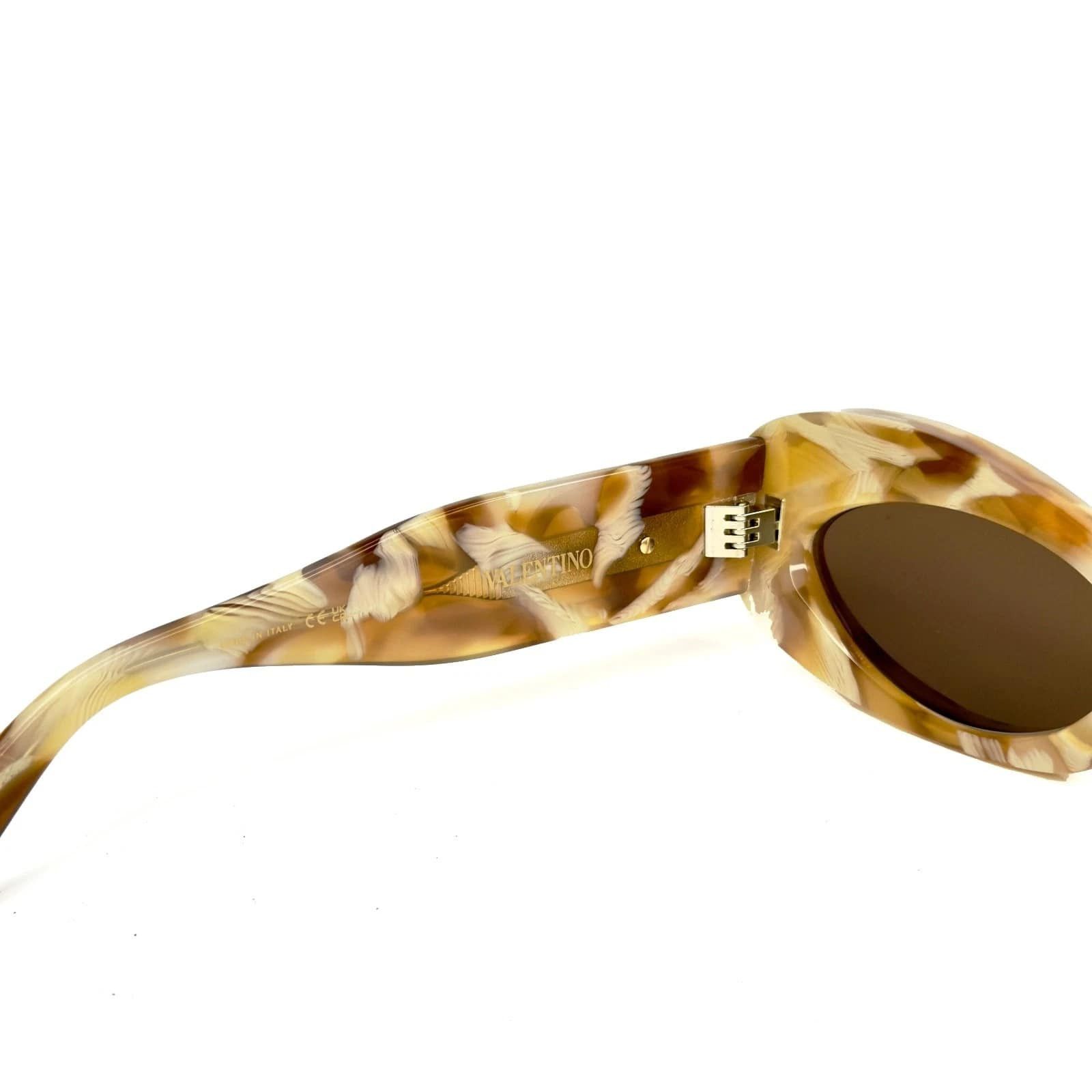 Valentino VALENTINO VLS178 Marble Gold Narrow Oval VLS 178D Sunglasses Size ONE SIZE - 6 Thumbnail