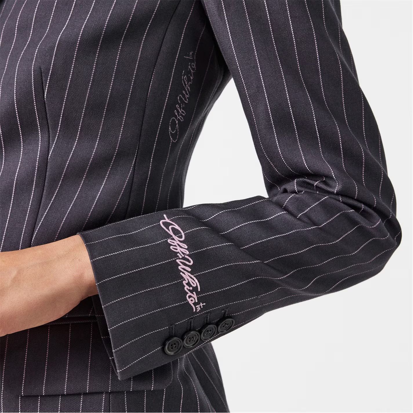 Off-White o1y1125 Striped Blazer in Gray/White Size M / US 6-8 / IT 42-44 - 5 Thumbnail