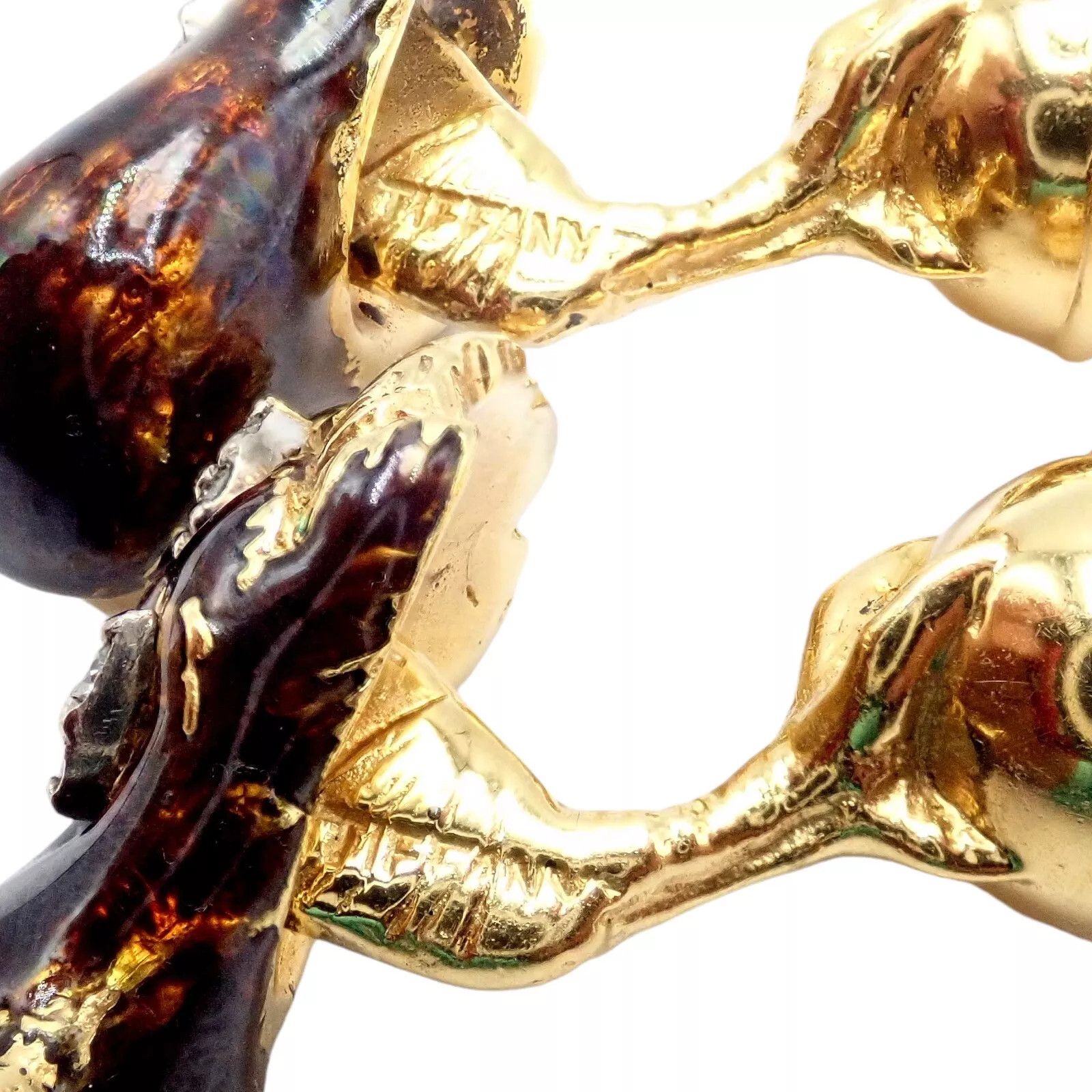 Tiffany & Co. 18k Yellow Gold Diamond Enamel Falcon Eagle Bird Cufflinks Size ONE SIZE - 8 Thumbnail