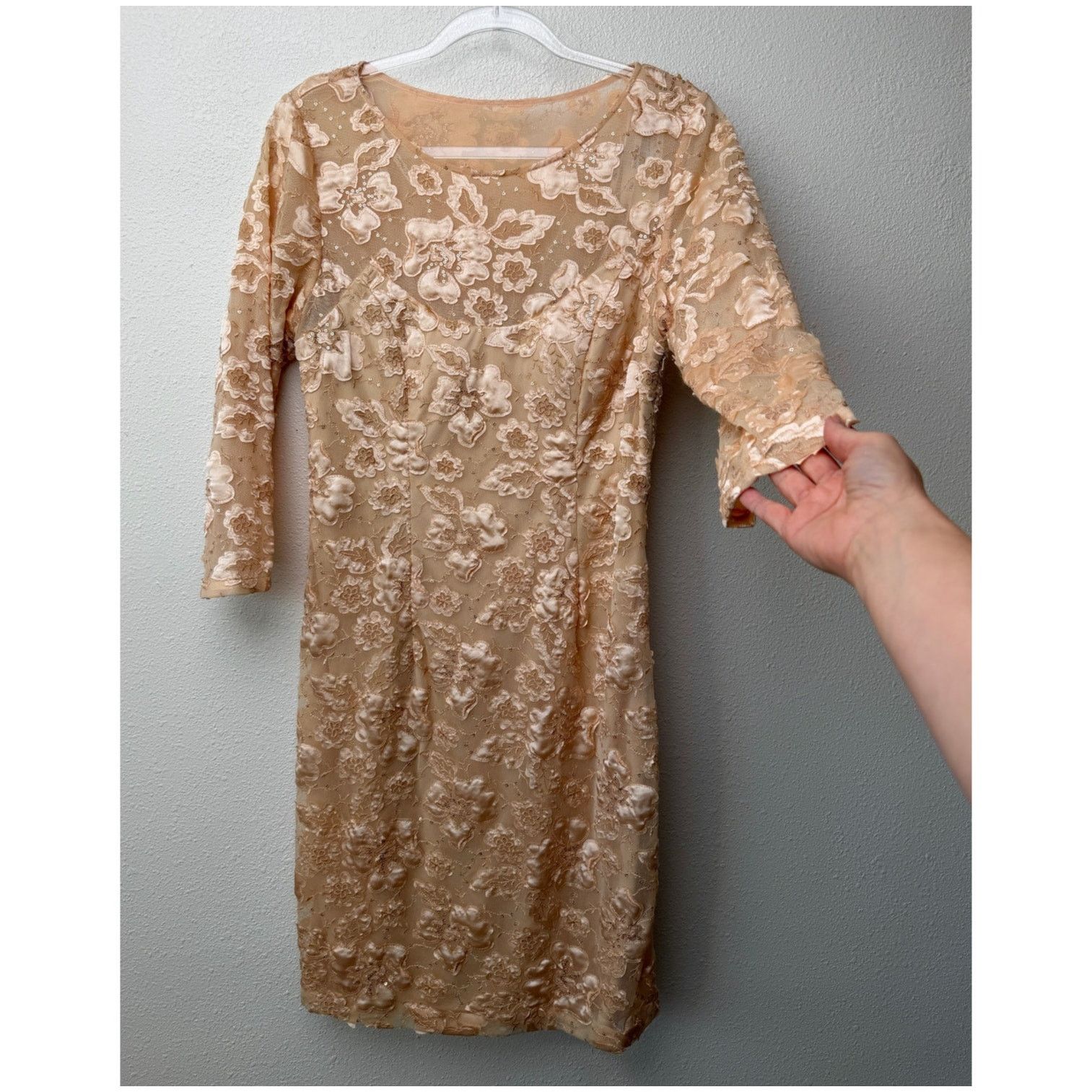 Other NWT Sue Wong Copper Lace Sheer Mesh Dress 3/4 Sleeve 14 Size XL / US 12-14 / IT 48-50 - 2 Thumbnail