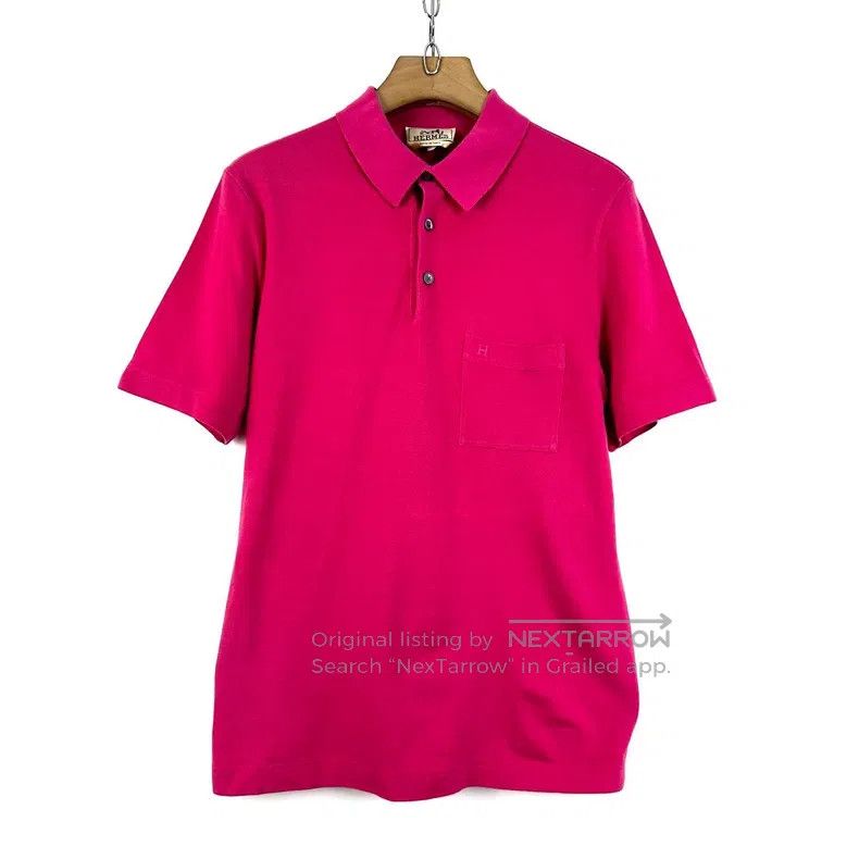 Hermes Hermes Rose pink pocket embroidery letter short-sleeved po Size S / US 4 / IT 40 - 1 Thumbnail