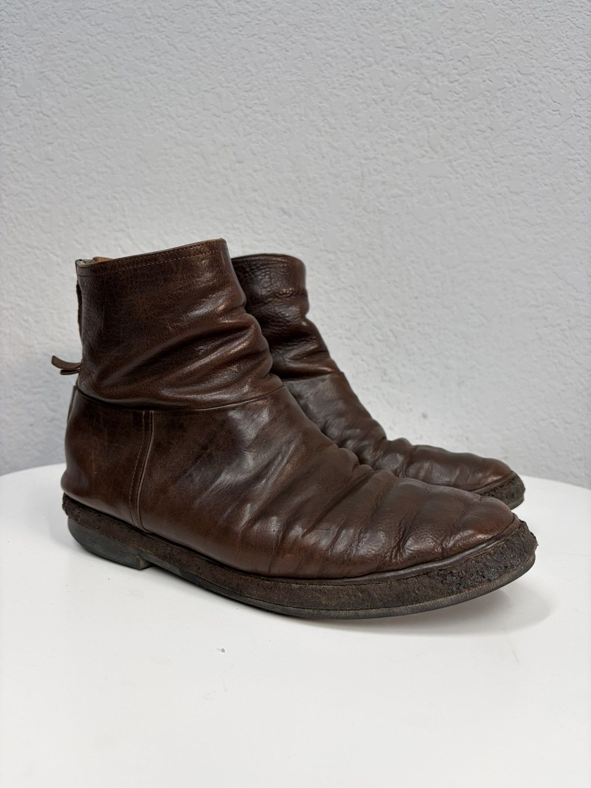 Hedi Slimane Vintage 00s Guidi CCP Style Distressed Leather Biker Boots Size US 9 / EU 42 - 1 Thumbnail