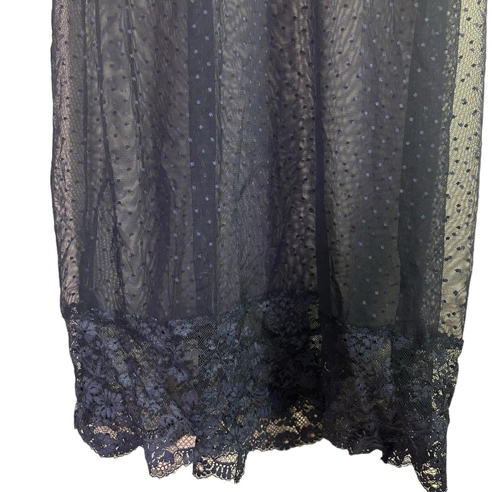 Designer Victoria’s Secret l Navy Sheer Lace Polka Dot Slip Gown XS Size ONE SIZE - 4 Thumbnail