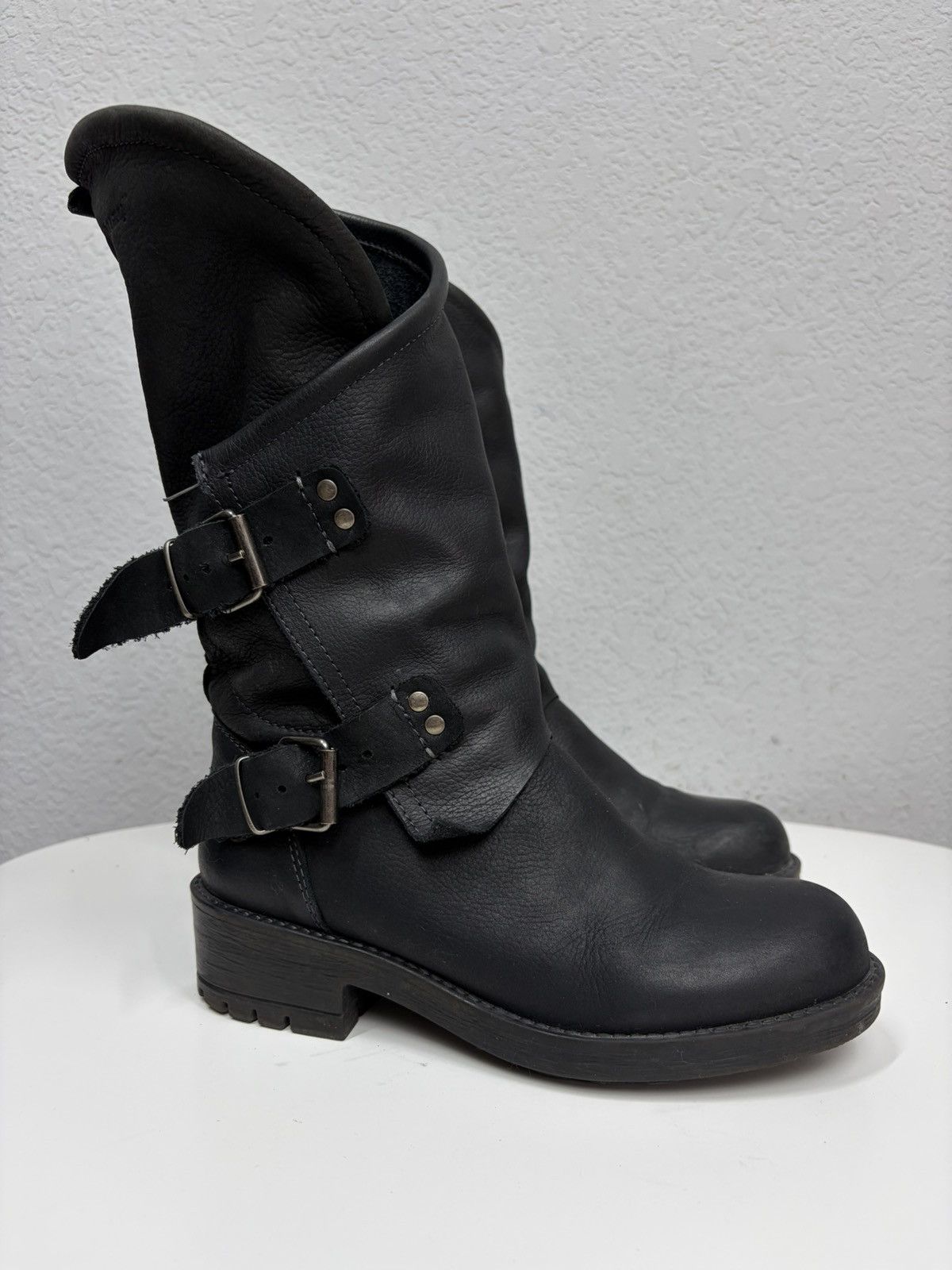 If Six Was Nine Vintage Italian AS 98 Rick Owens Style Leather Biker Boots Size US 7 / IT 37 - 3 Thumbnail