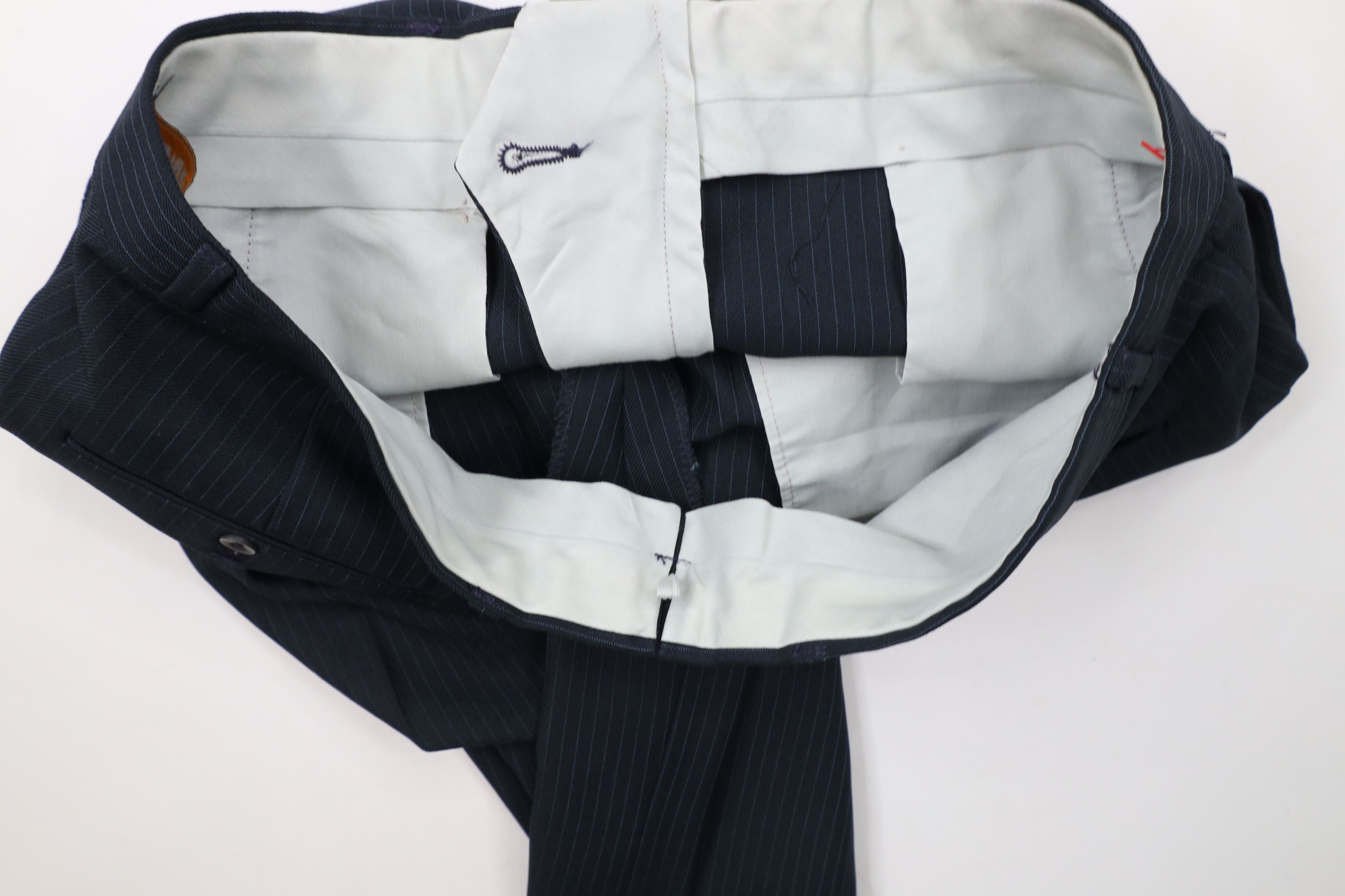 Vintage Vintage 70s Streetwear Knit Flared Wide Leg Chino Pants Navy Size US 34 / EU 50 - 7 Thumbnail